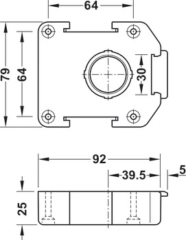 Plinth Foot Top Section, for Häfele AXILO™ 78 Plinth System