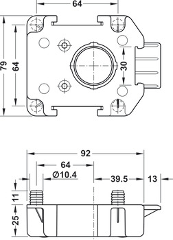 Plinth Foot Top Section, for Häfele AXILO™ 78 Plinth System