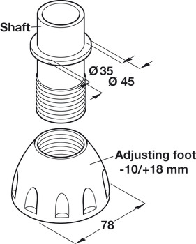 Plinth Foot Shaft with Base - Various Sizes