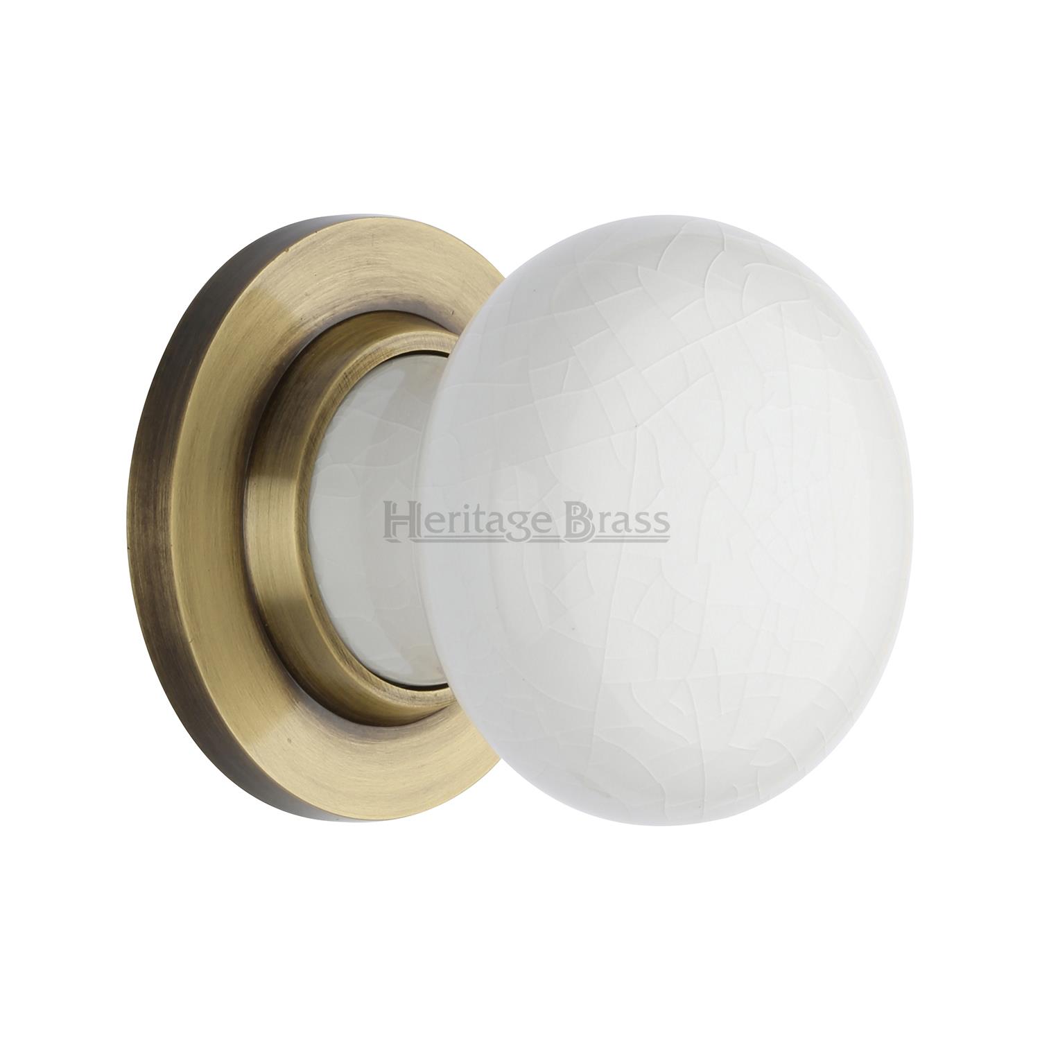 White Crackle Knob with Base