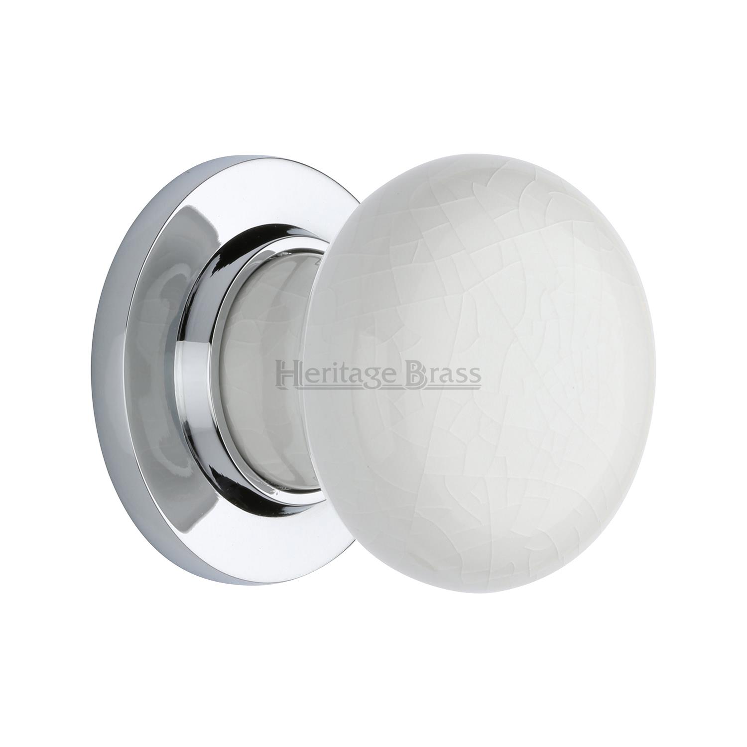 White Crackle Knob with Base