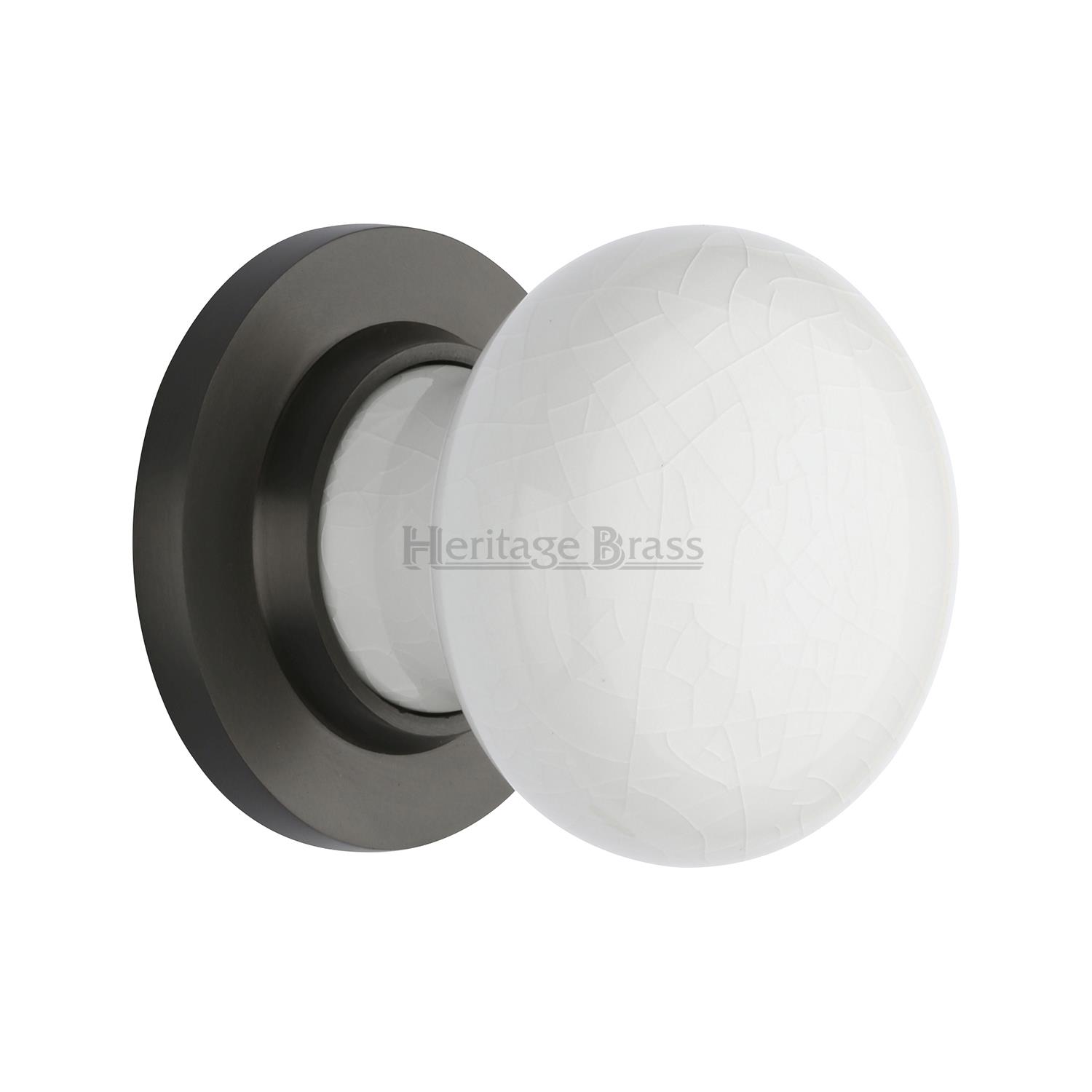 White Crackle Knob with Base