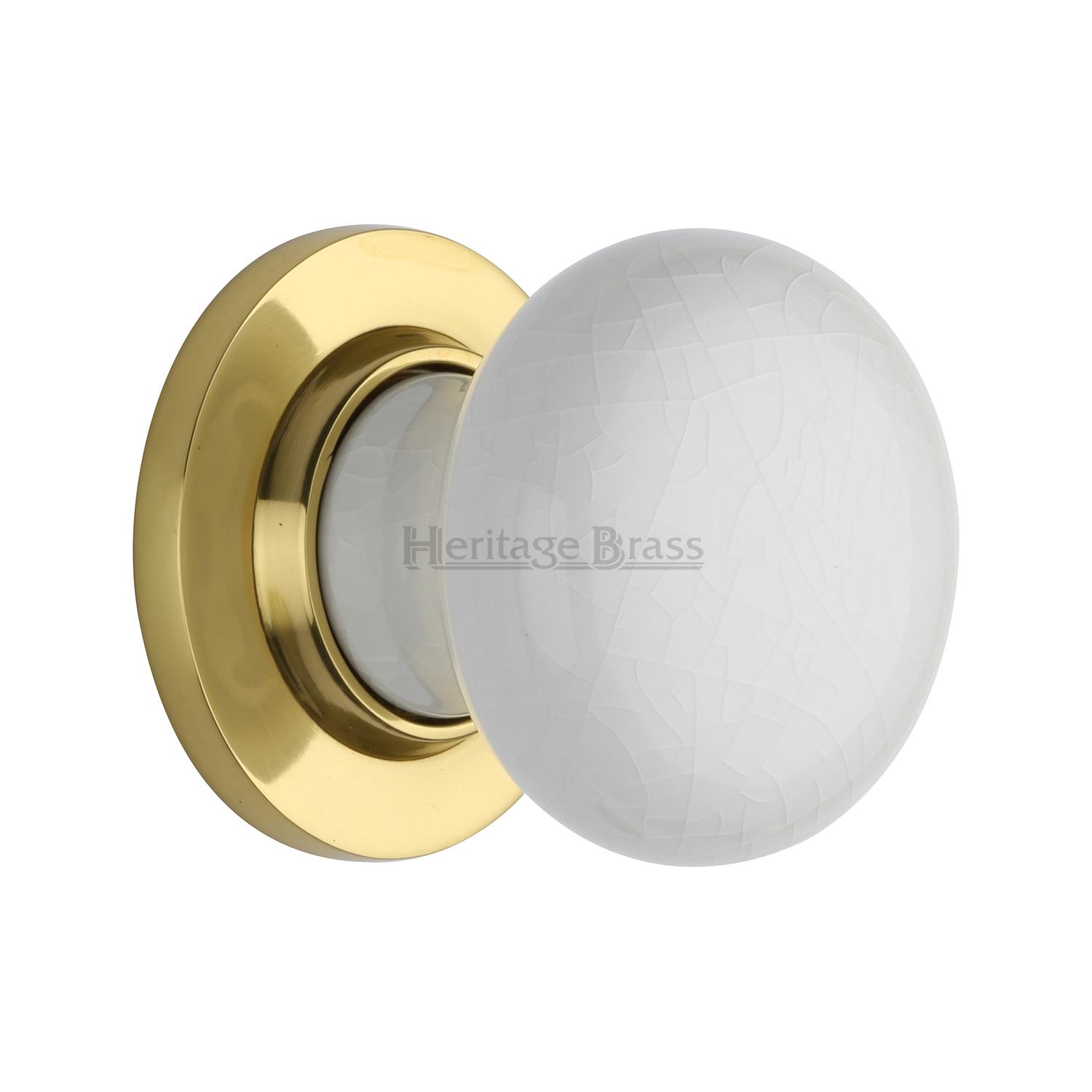 White Crackle Knob with Base