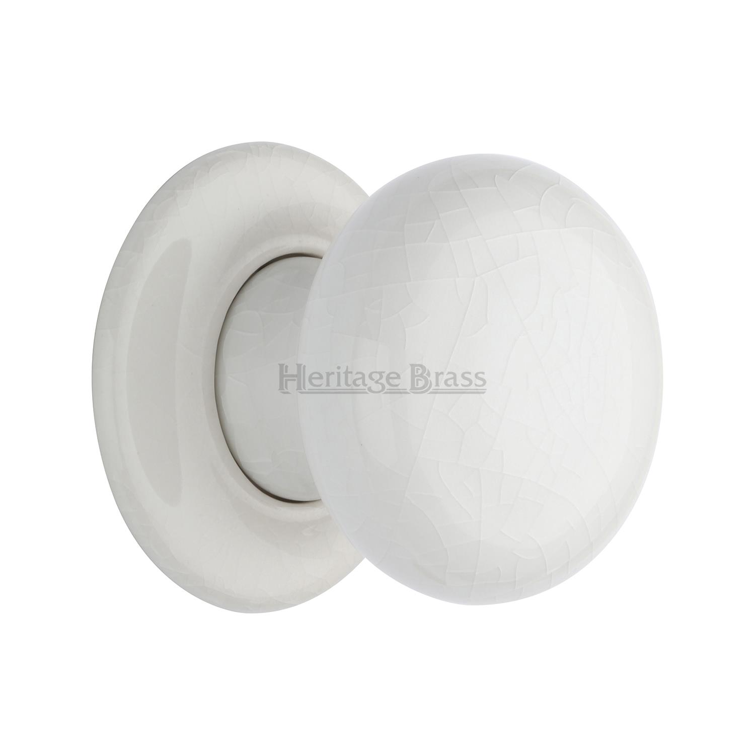 White Crackle Knob with Base