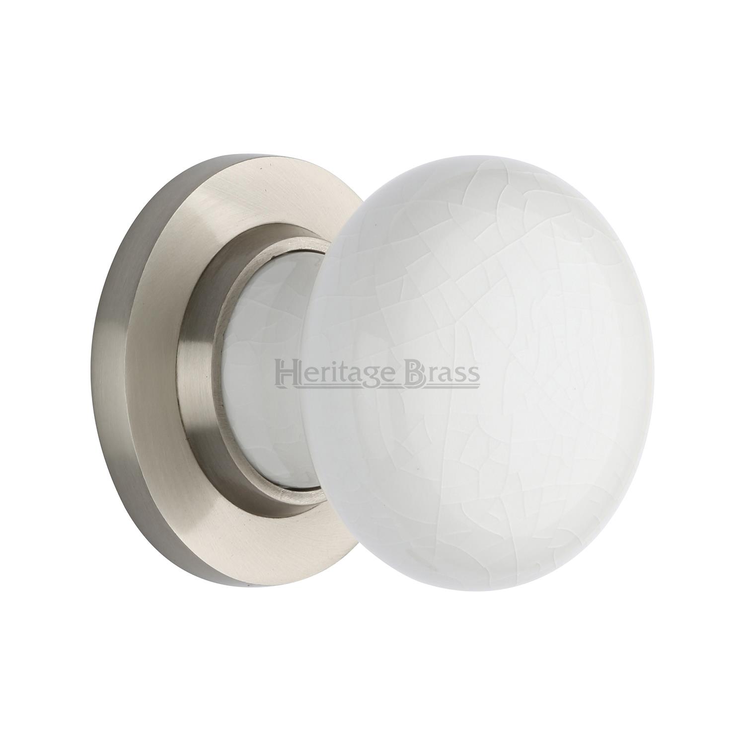 White Crackle Knob with Base