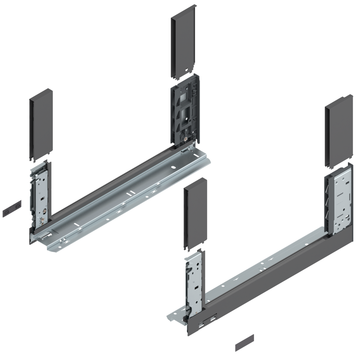 Blum Legrabox Drawer Side - 'C' Height (177.5mm) Glass Not Included - Left & Right handed - Orion Grey