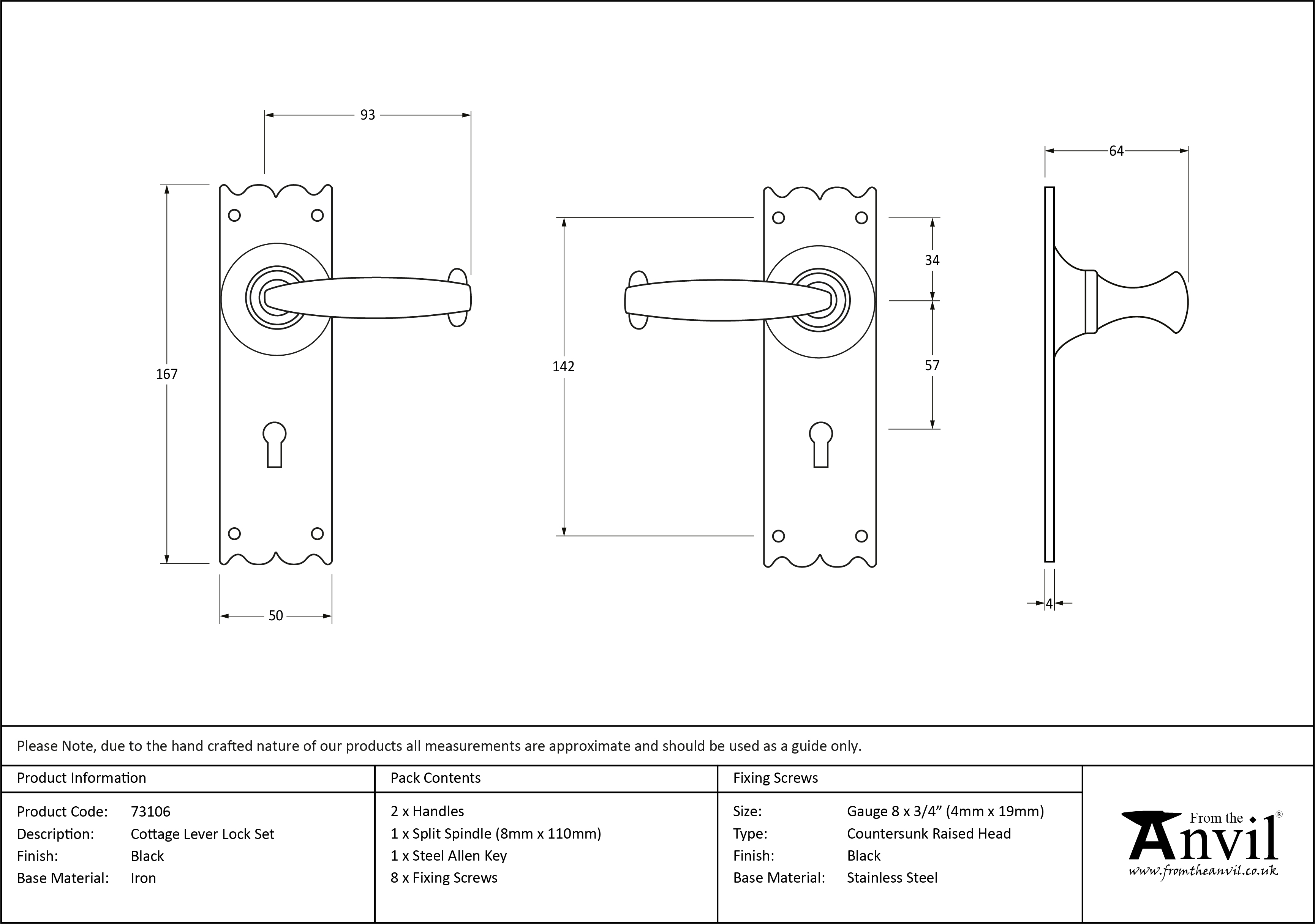 Cottage Lever Lock Set