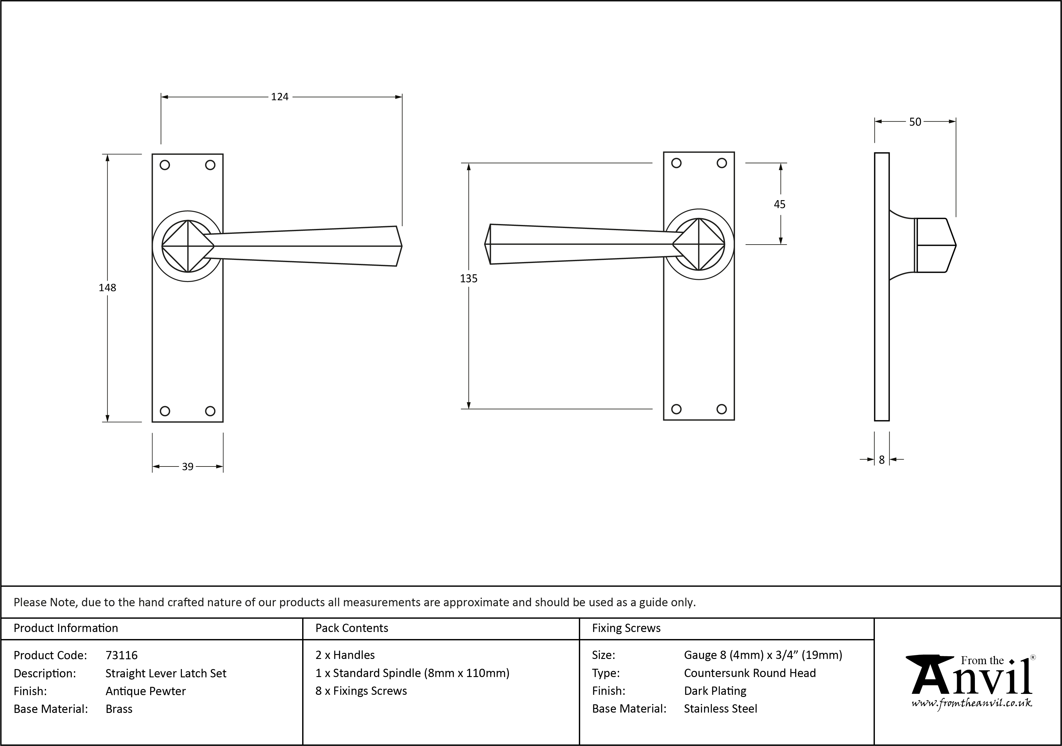 Straight Lever Latch Set