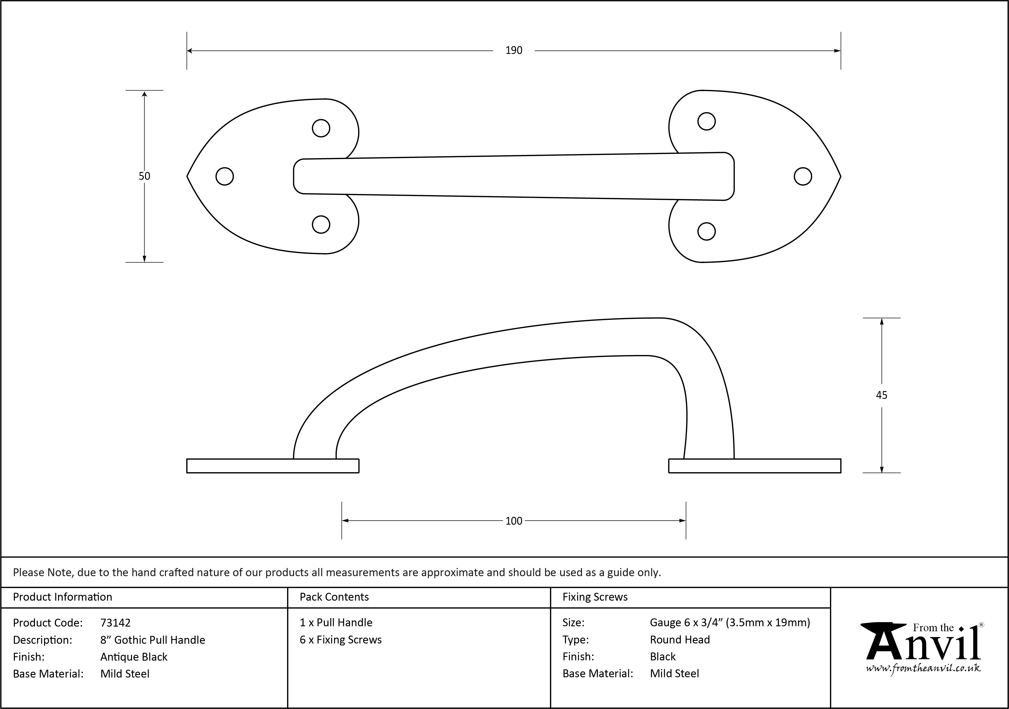 Gothic Cast Pull Handle - 8