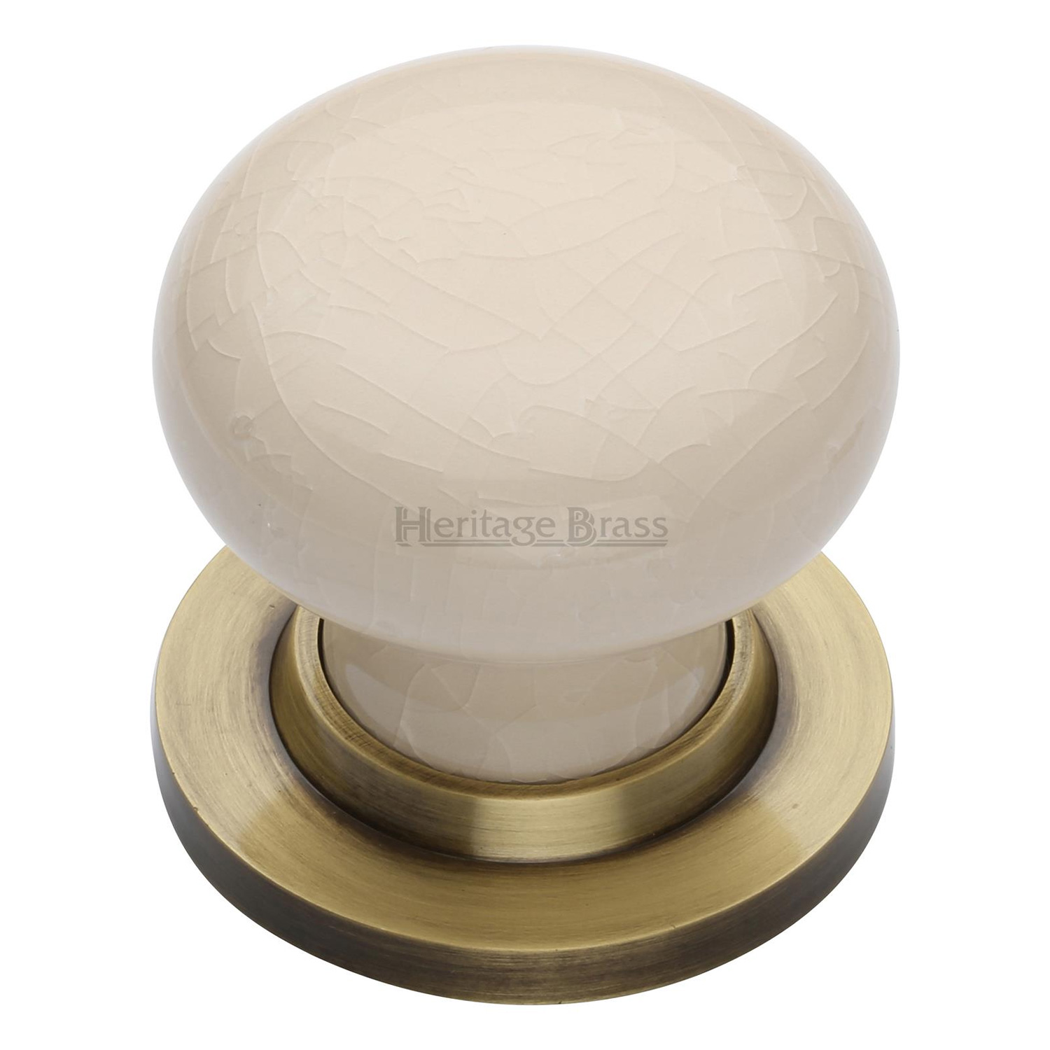 Cream Crackle Knob with Base