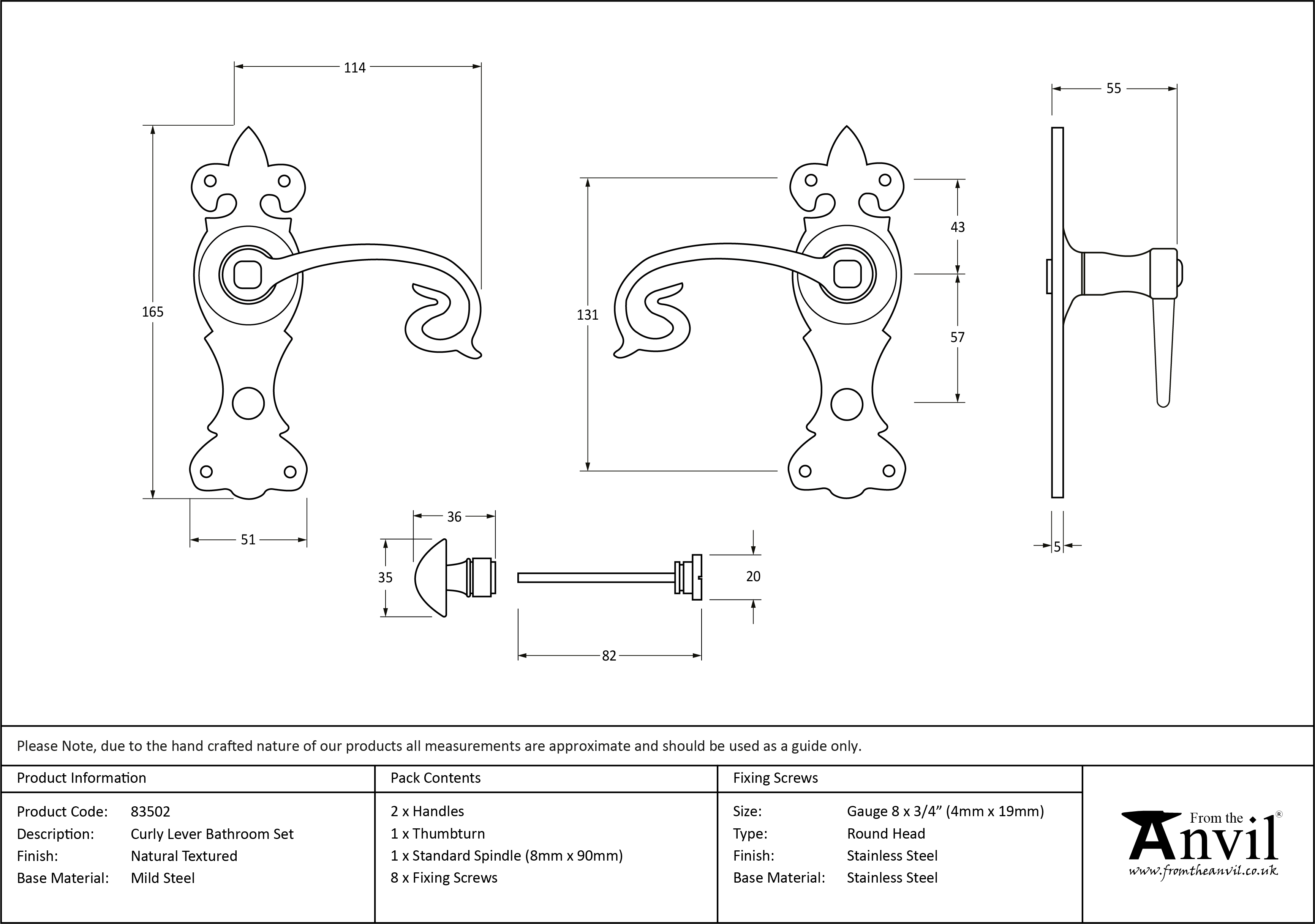 Natural Textured Curly Lever Bathroom Set
