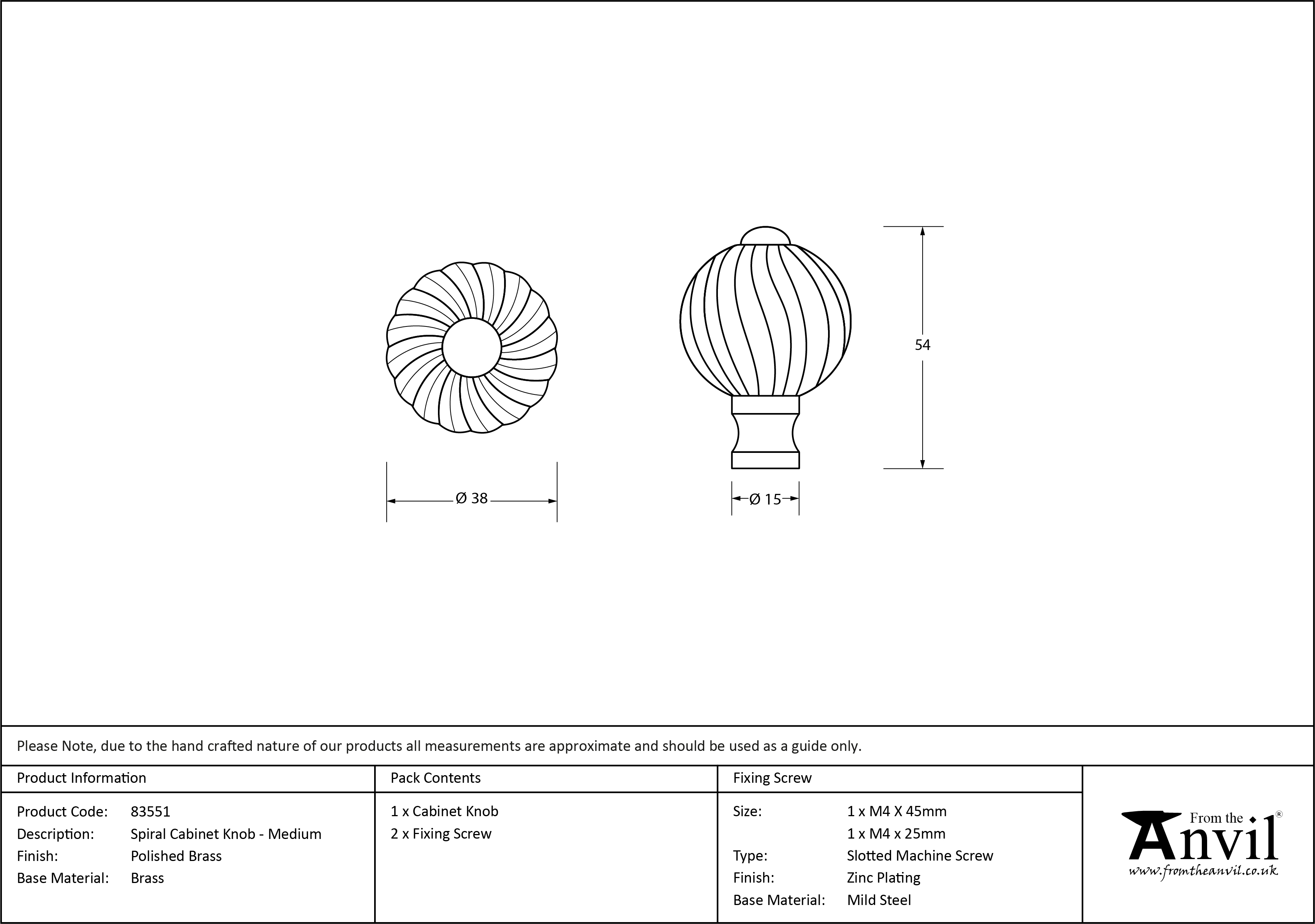 Spiral Cabinet Knob - Medium