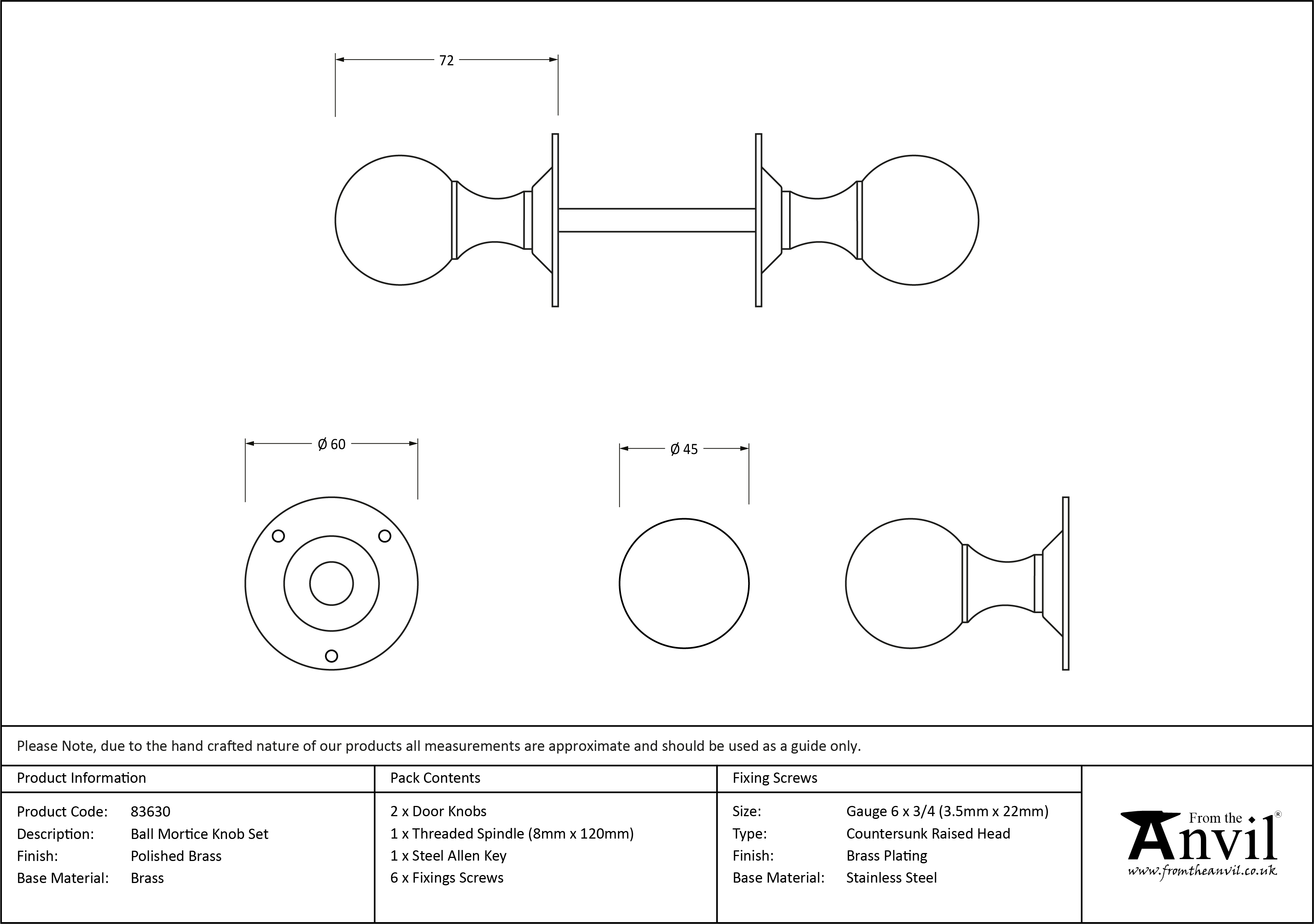 Ball Mortice Knob Set