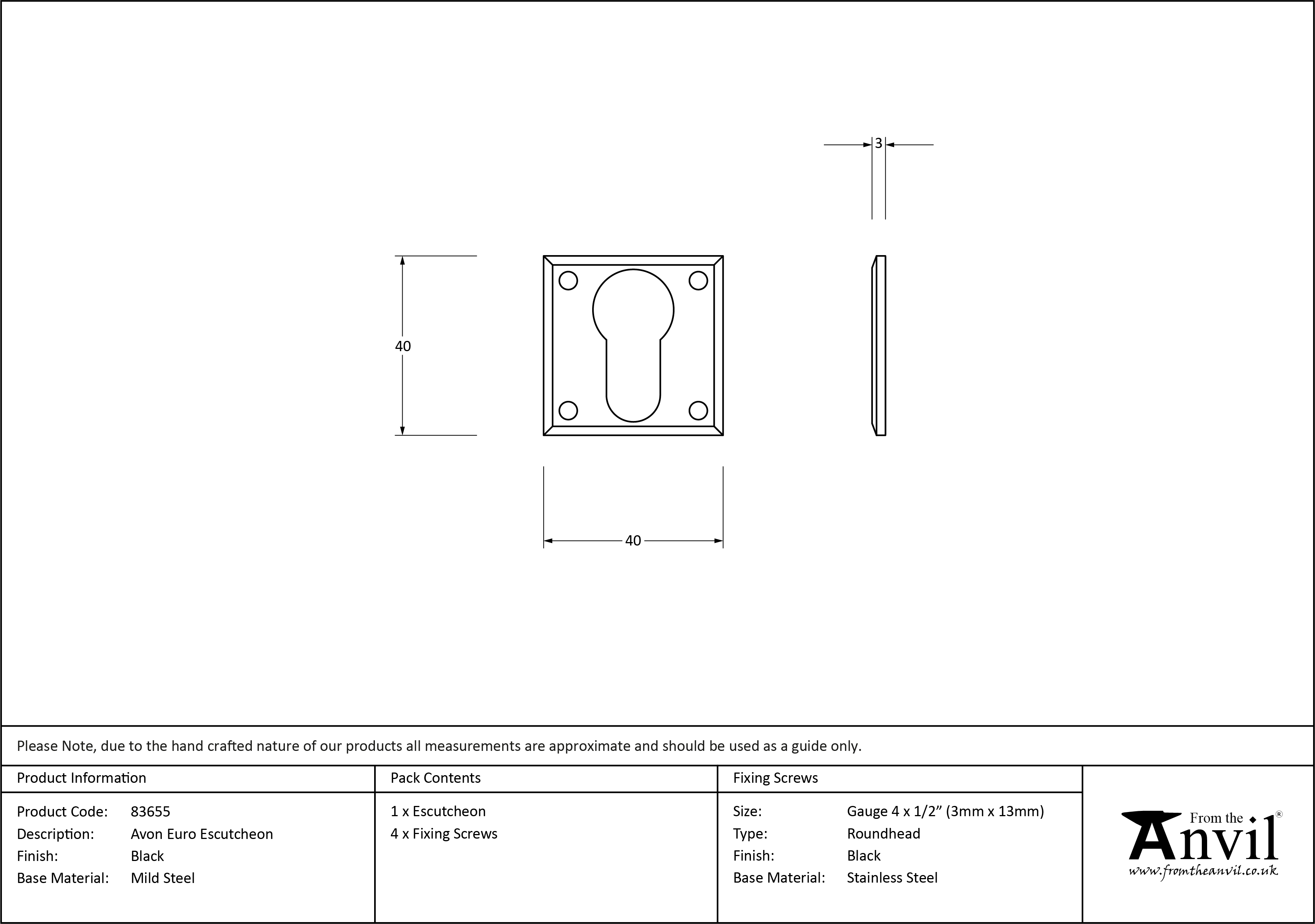 Avon Euro Escutcheon