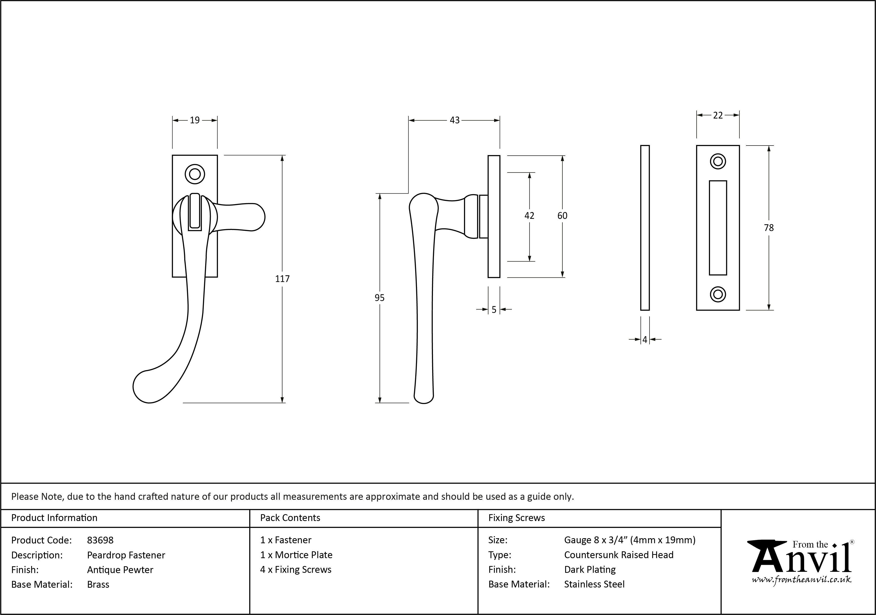 Peardrop Fastener