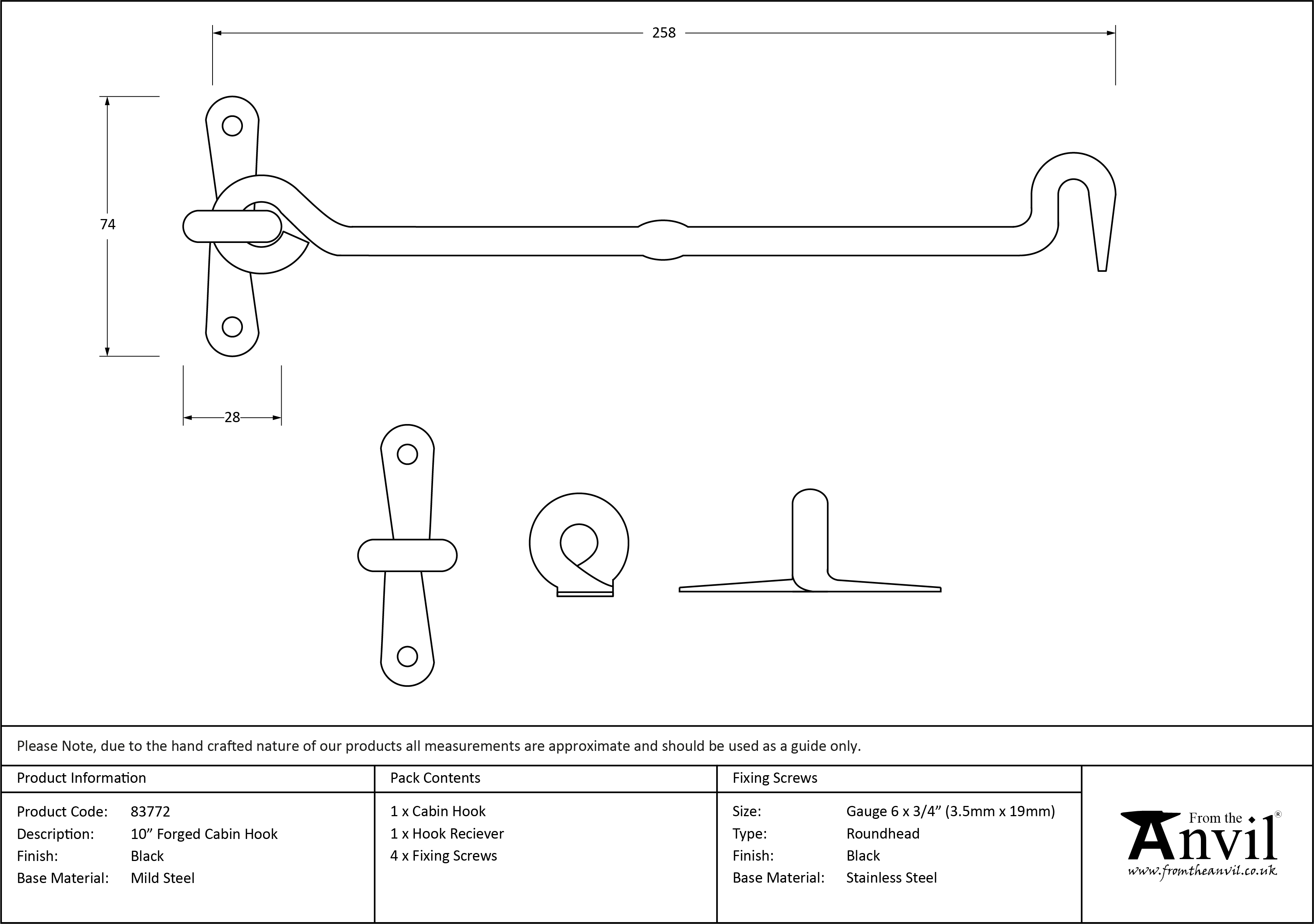 Forged Cabin Hook - 10"
