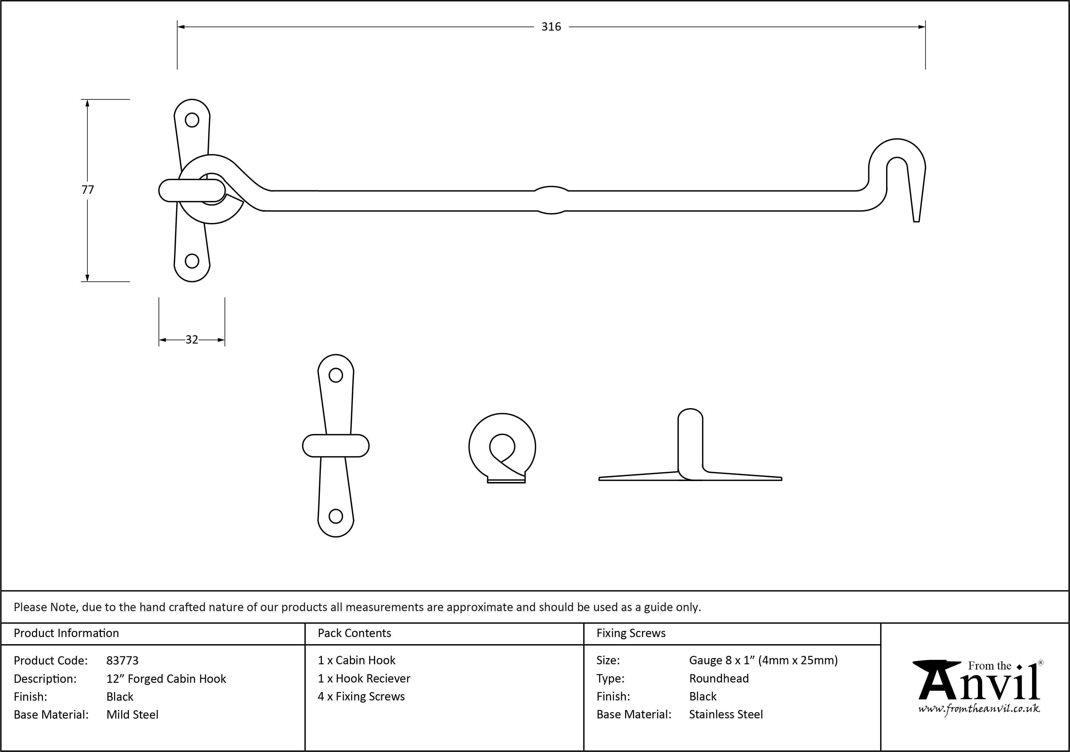 Forged Cabin Hook - 12"