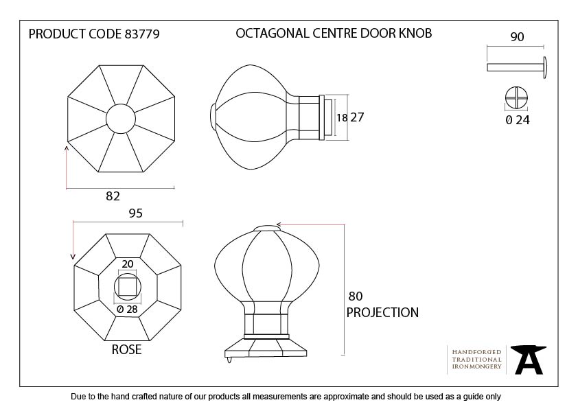 Octagonal Centre Door Knob