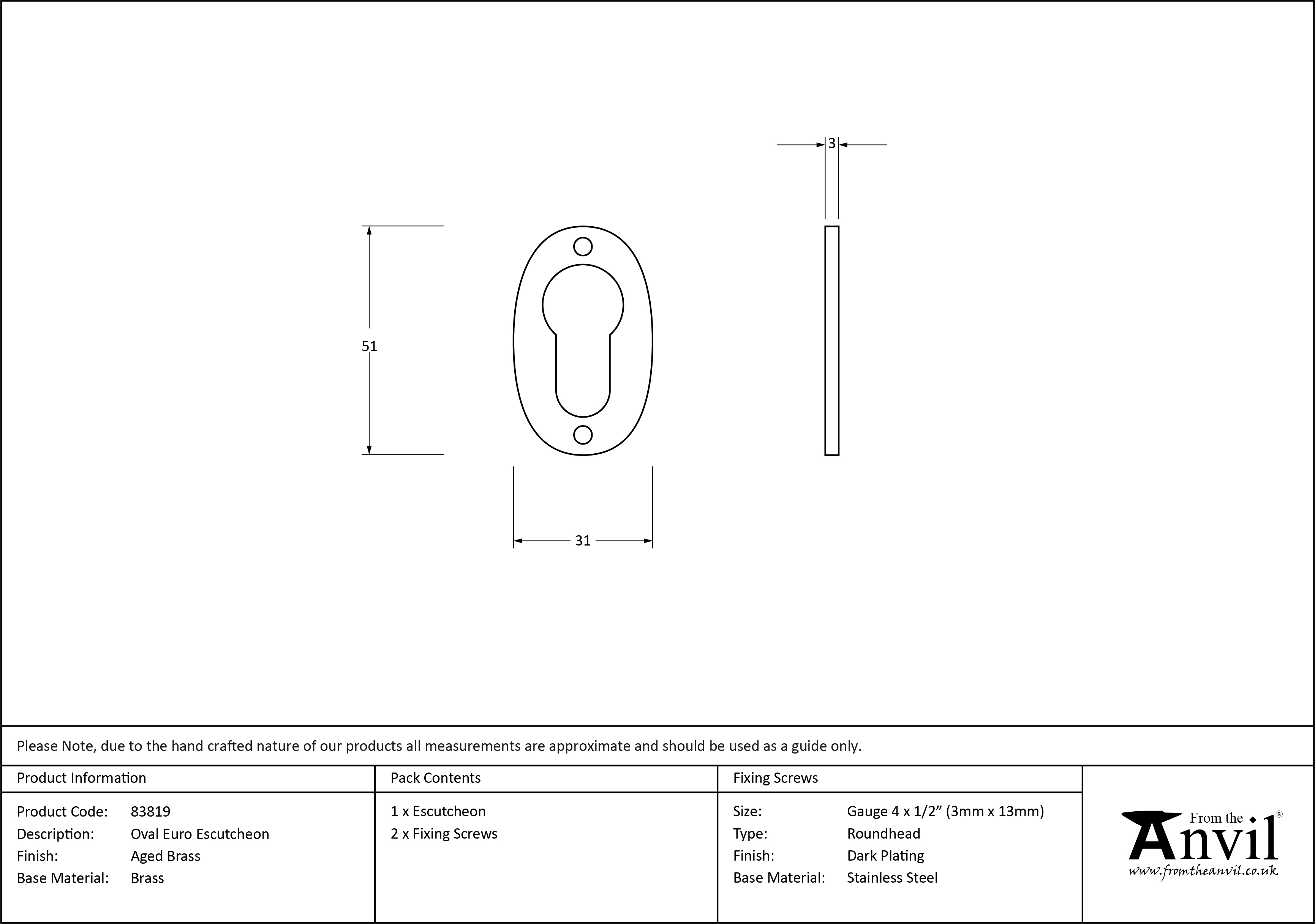 Oval Euro Escutcheon