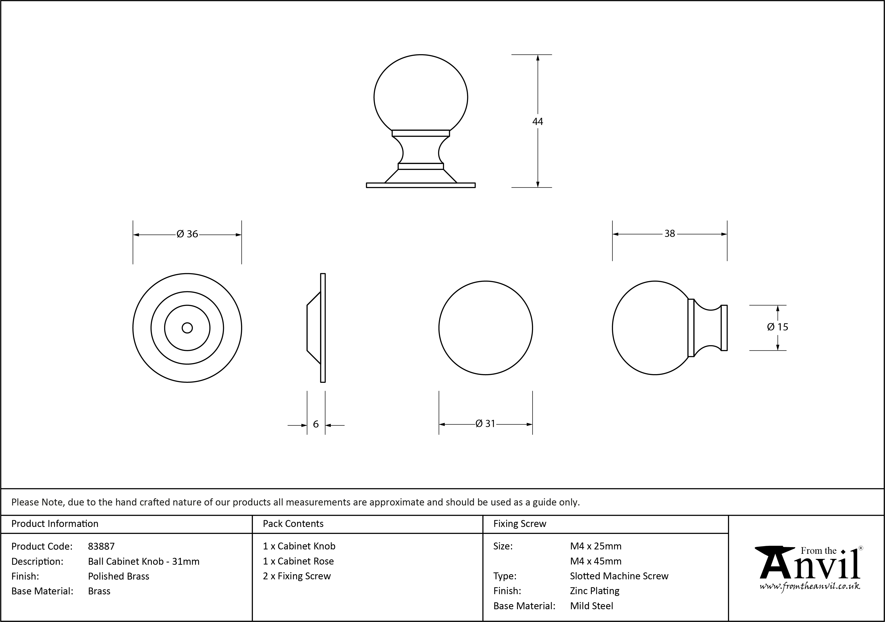 Ball Cabinet Knob - 31mm