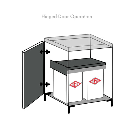 WESCO Bin for Hinged Door to Suit 400mm Cabinet - 2 x 26L Bins - Grey