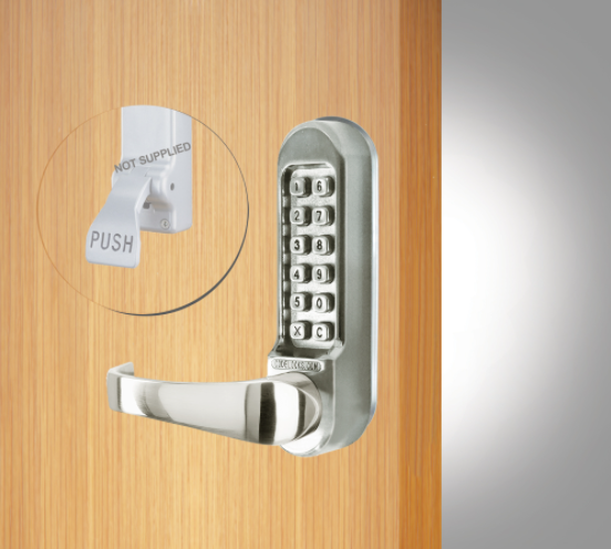 Digital Lock with Code Free Option to work with Push Pads/Bars - Satin Stainless Steel
