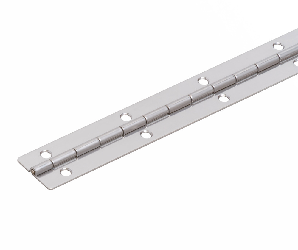 Continuous Hinge - Inline Holes 600 x 38 x 1.5 x 7mm Pin - Weight Load 53kg - Self Colour Stainless Steel 304/Grade