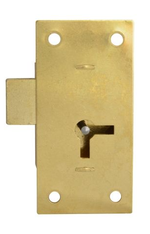 ASEC 100 1 Lever Straight Cupboard Lock - 16mm Backset x Case Dim 64mm H x 32mm W - Satin Brass finish