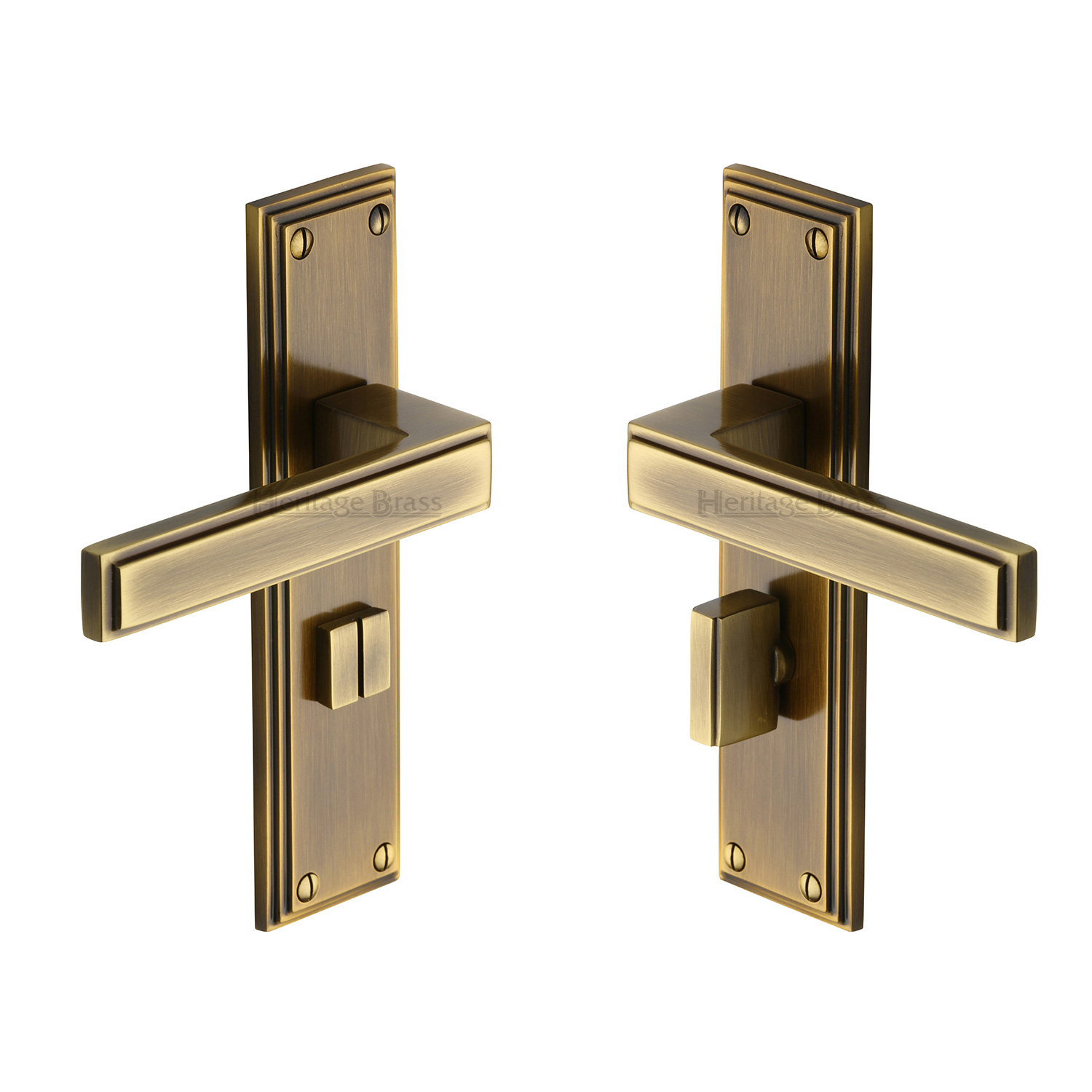 Heritage Brass Door Handle for Bathroom Atlantis Design