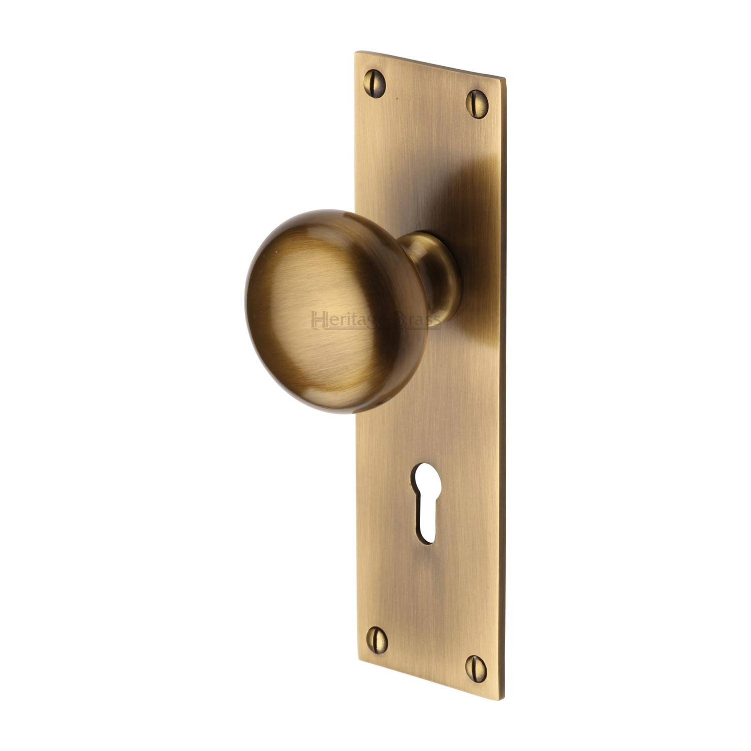 Heritage Brass Mortice Knob on Lock Plate Balmoral Design