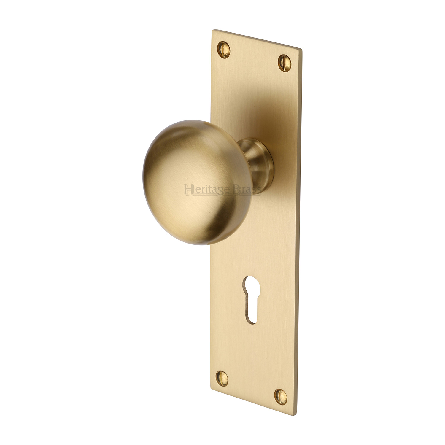 Heritage Brass Mortice Knob on Lock Plate Balmoral Design