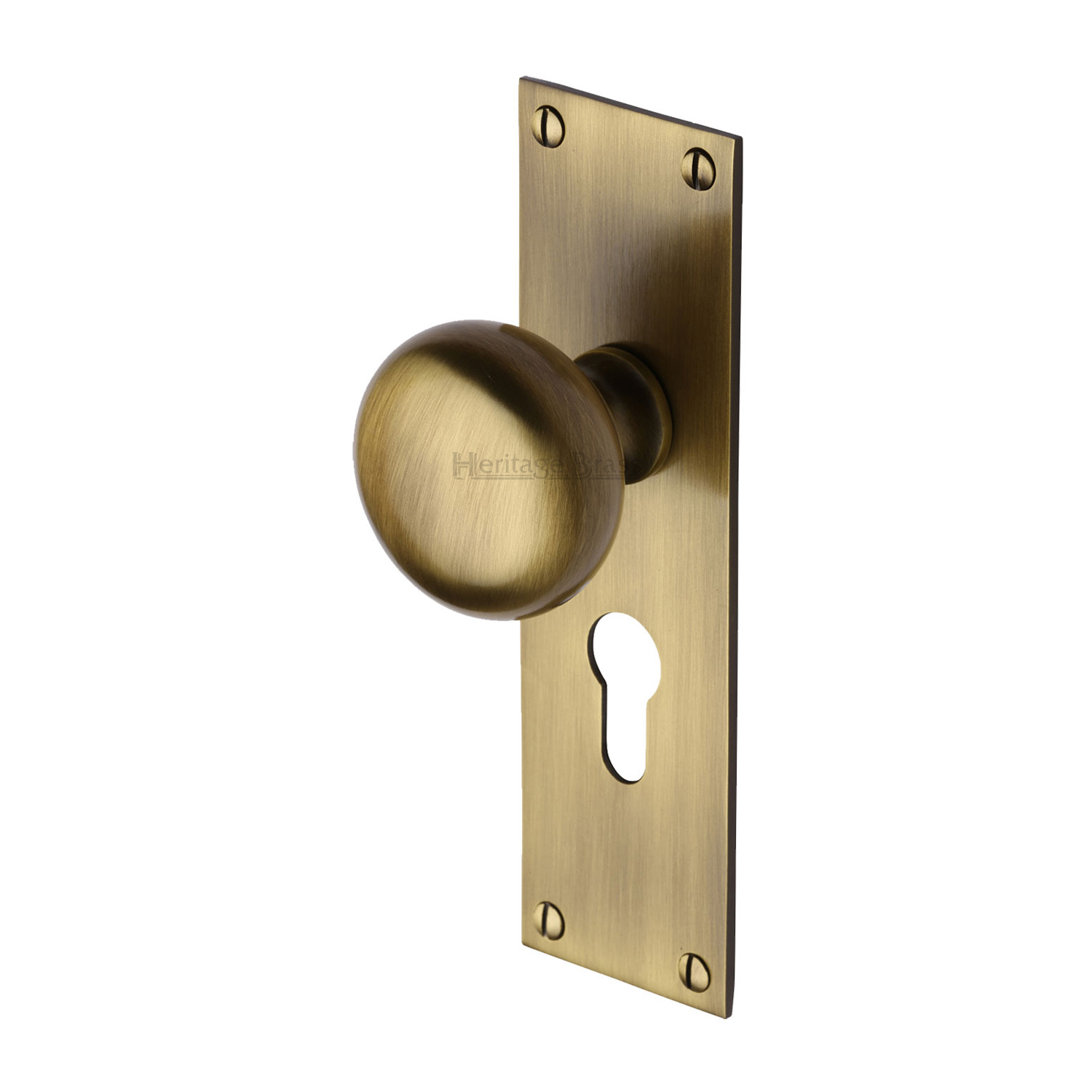 Heritage Brass Mortice Knob on Euro Profile Plate Balmoral Design