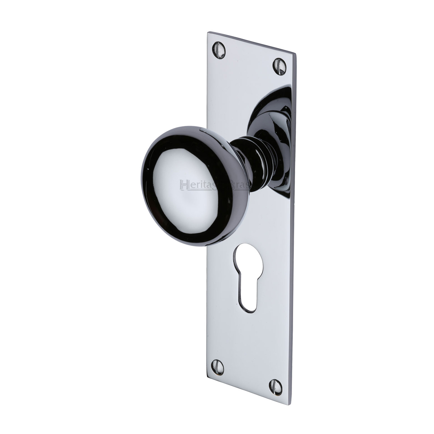 Heritage Brass Mortice Knob on Euro Profile Plate Balmoral Design