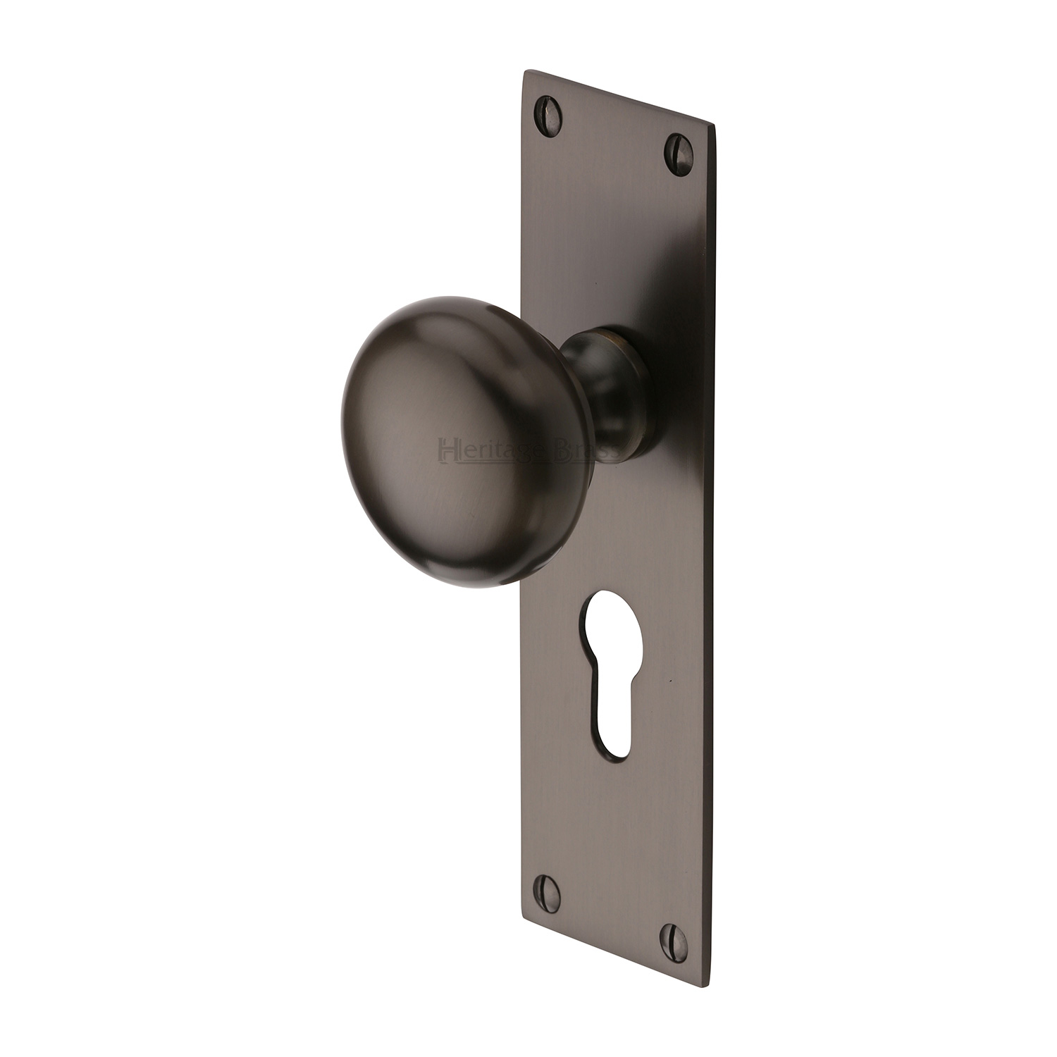 Heritage Brass Mortice Knob on Euro Profile Plate Balmoral Design