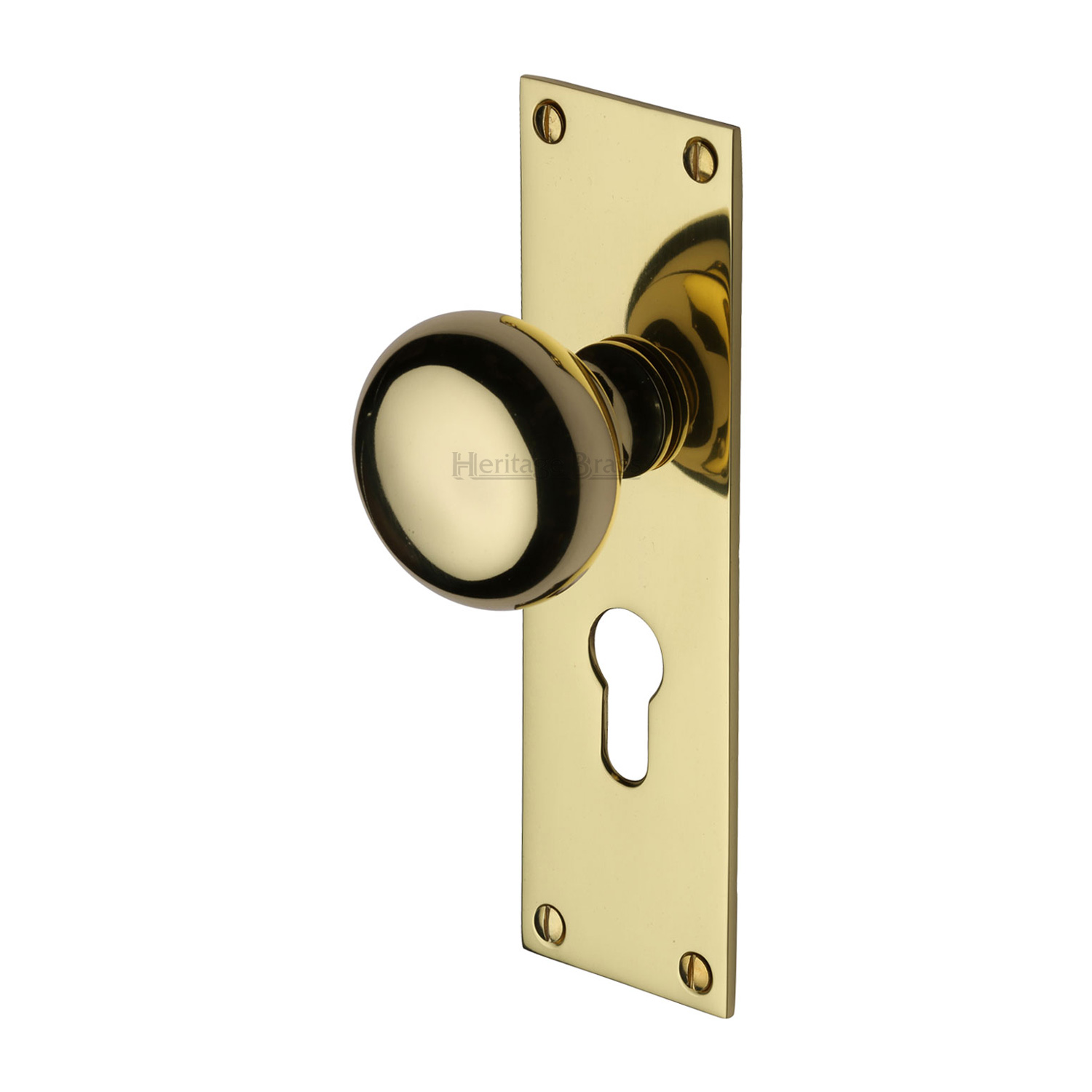 Heritage Brass Mortice Knob on Euro Profile Plate Balmoral Design