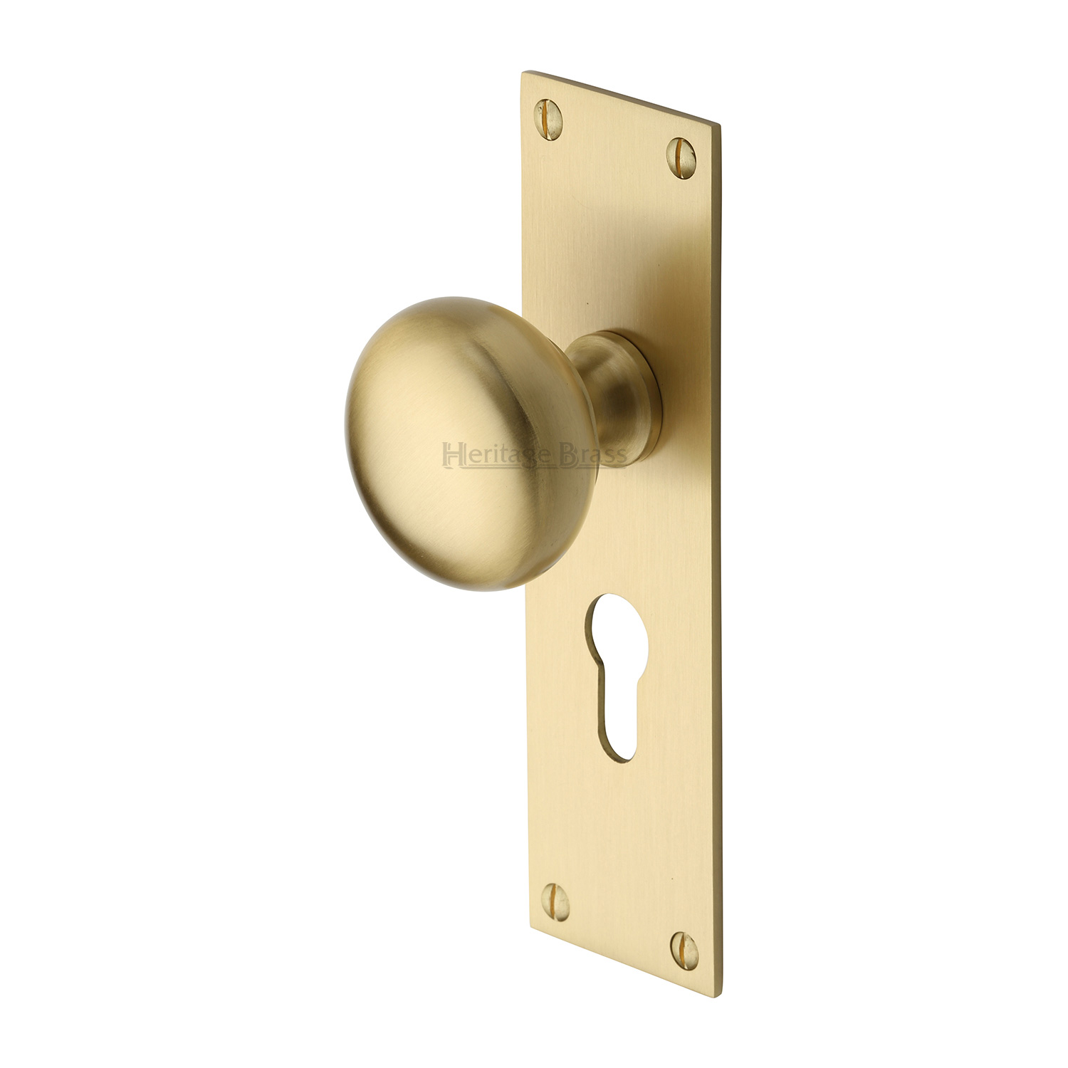 Heritage Brass Mortice Knob on Euro Profile Plate Balmoral Design