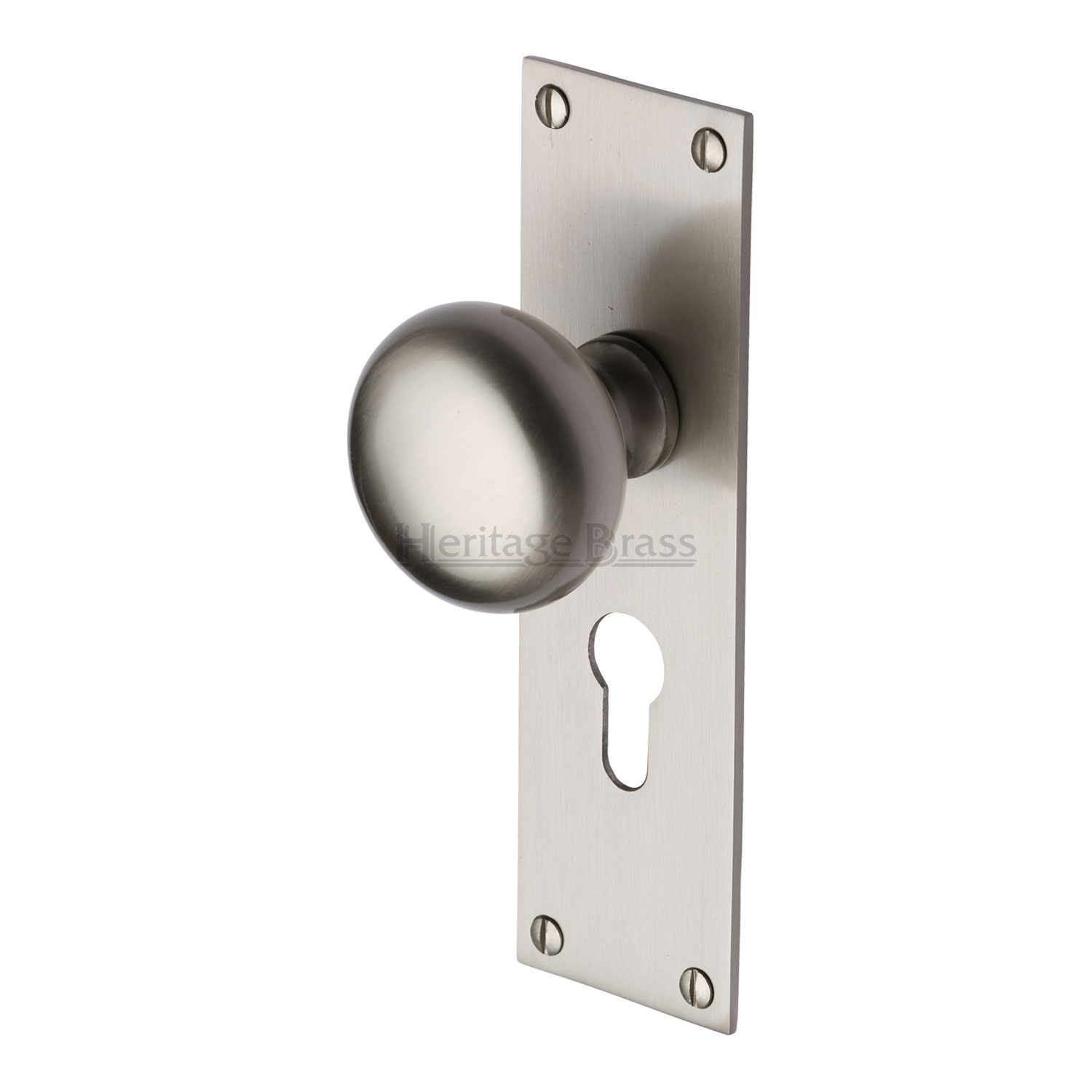 Heritage Brass Mortice Knob on Euro Profile Plate Balmoral Design