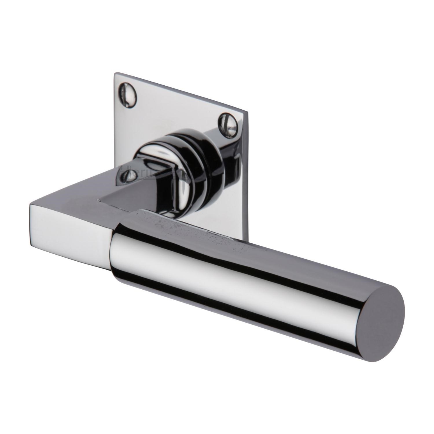 Heritage Brass Door Handle Lever Latch on Square Rose Bauhaus Design