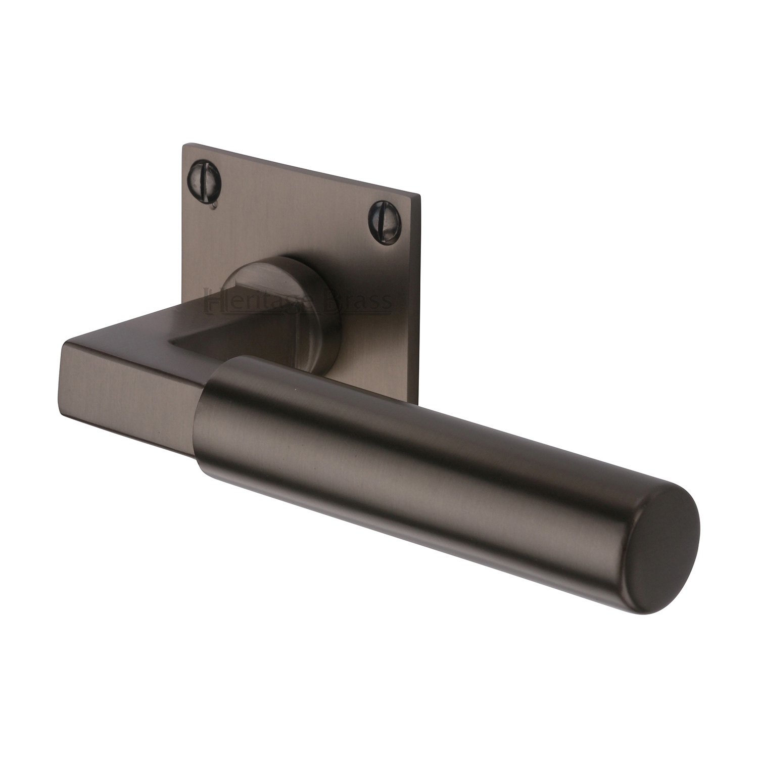 Heritage Brass Door Handle Lever Latch on Square Rose Bauhaus Design