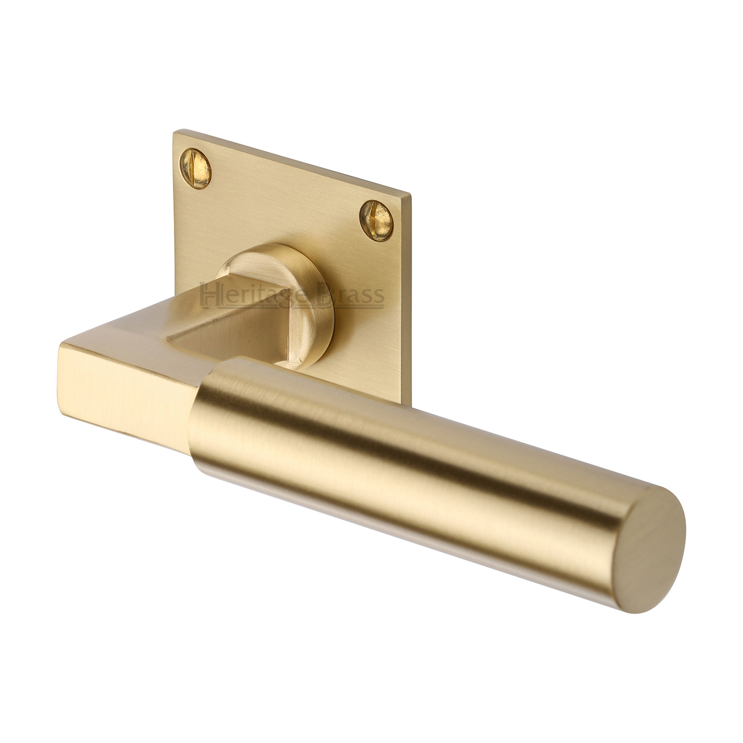 Heritage Brass Door Handle Lever Latch on Square Rose Bauhaus Design