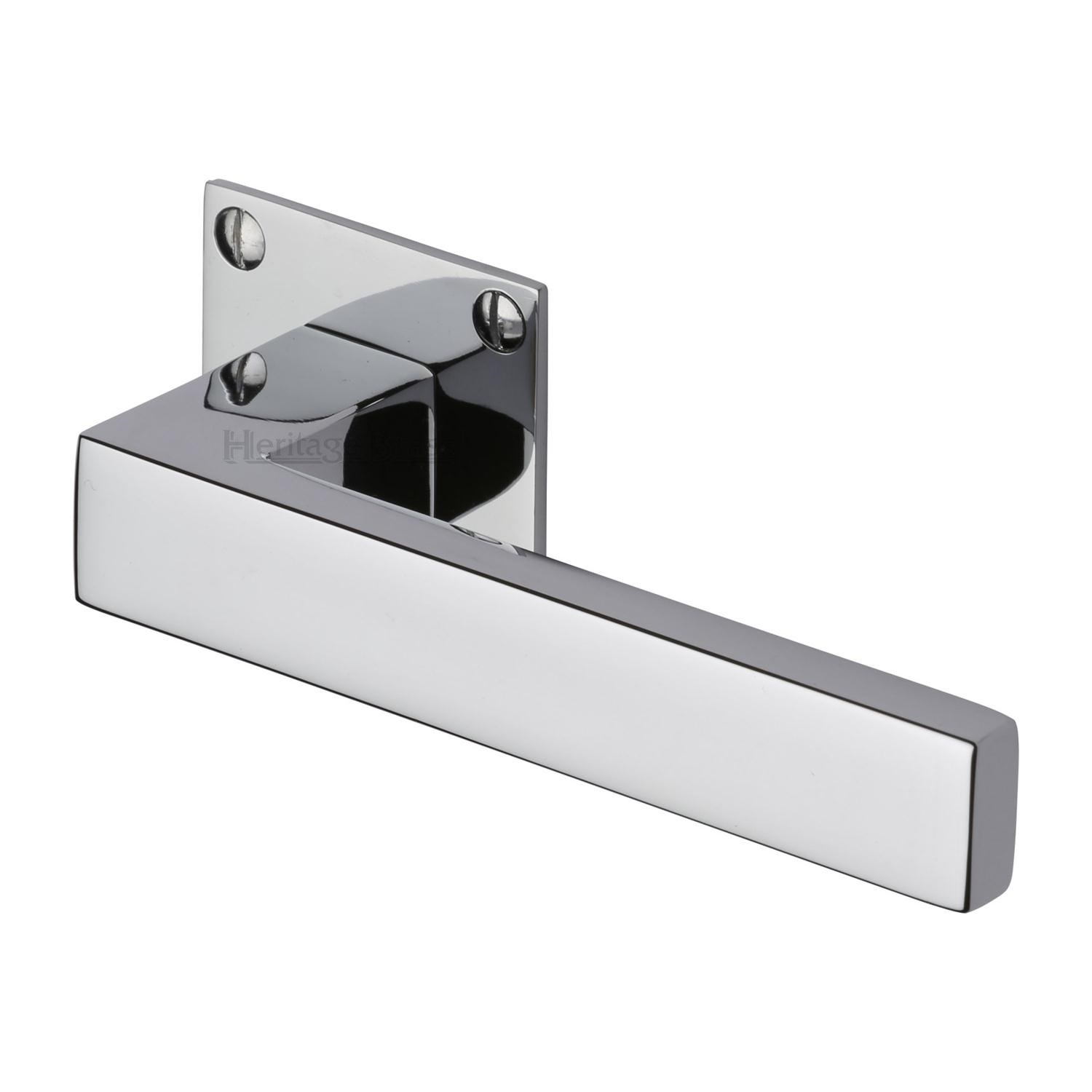 Heritage Brass Door Handle Lever Latch on Square Rose Delta BH Design