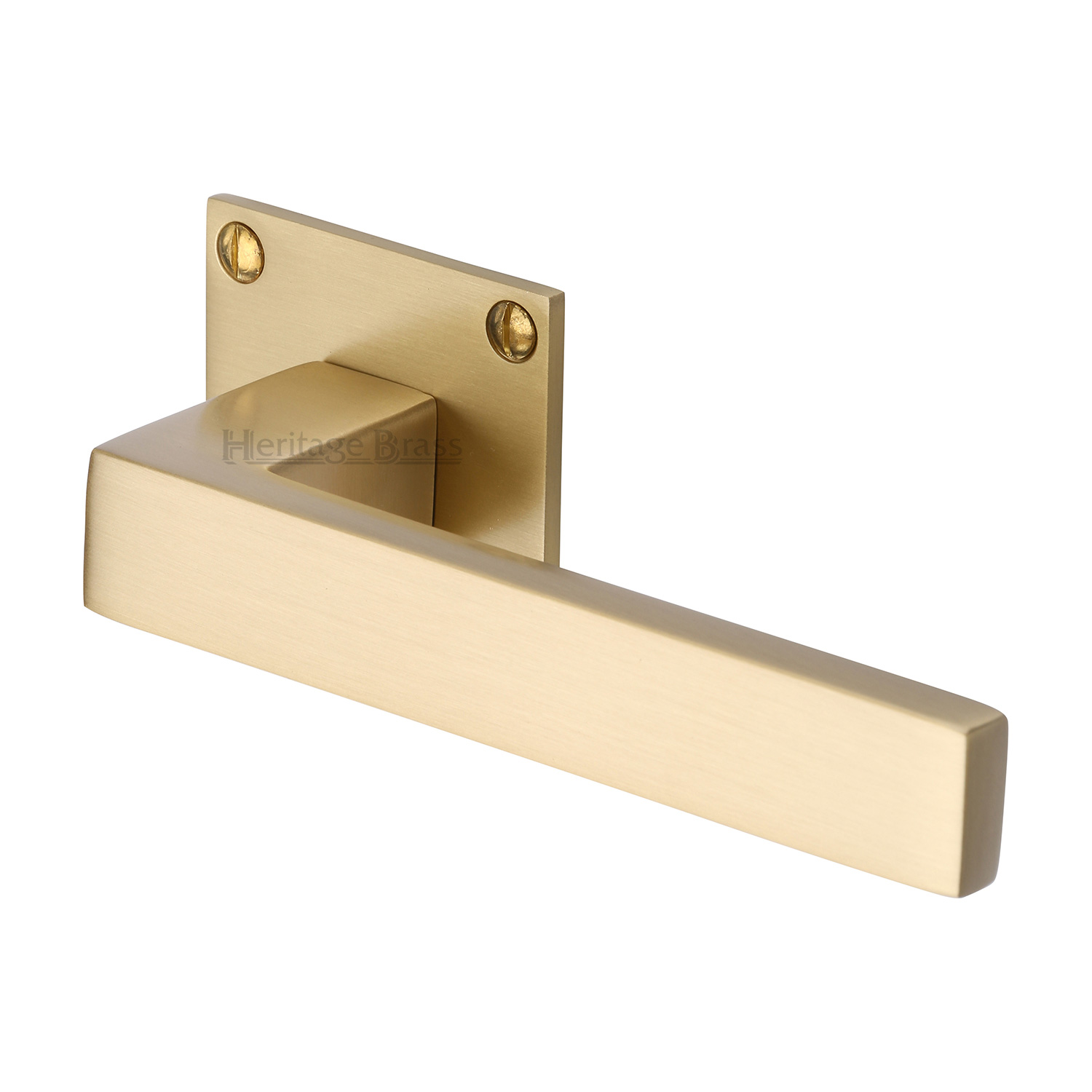 Heritage Brass Door Handle Lever Latch on Square Rose Delta BH Design