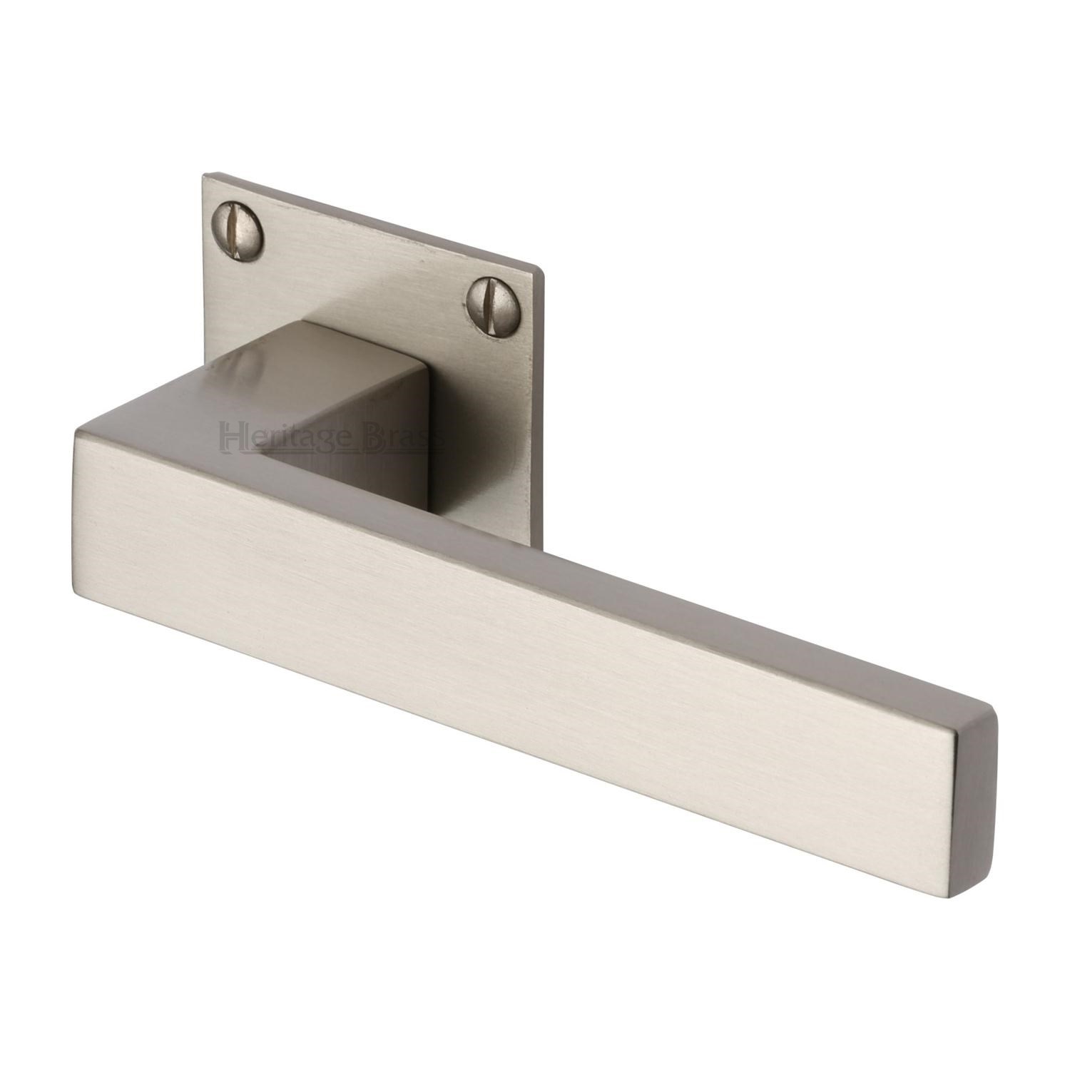 Heritage Brass Door Handle Lever Latch on Square Rose Delta BH Design