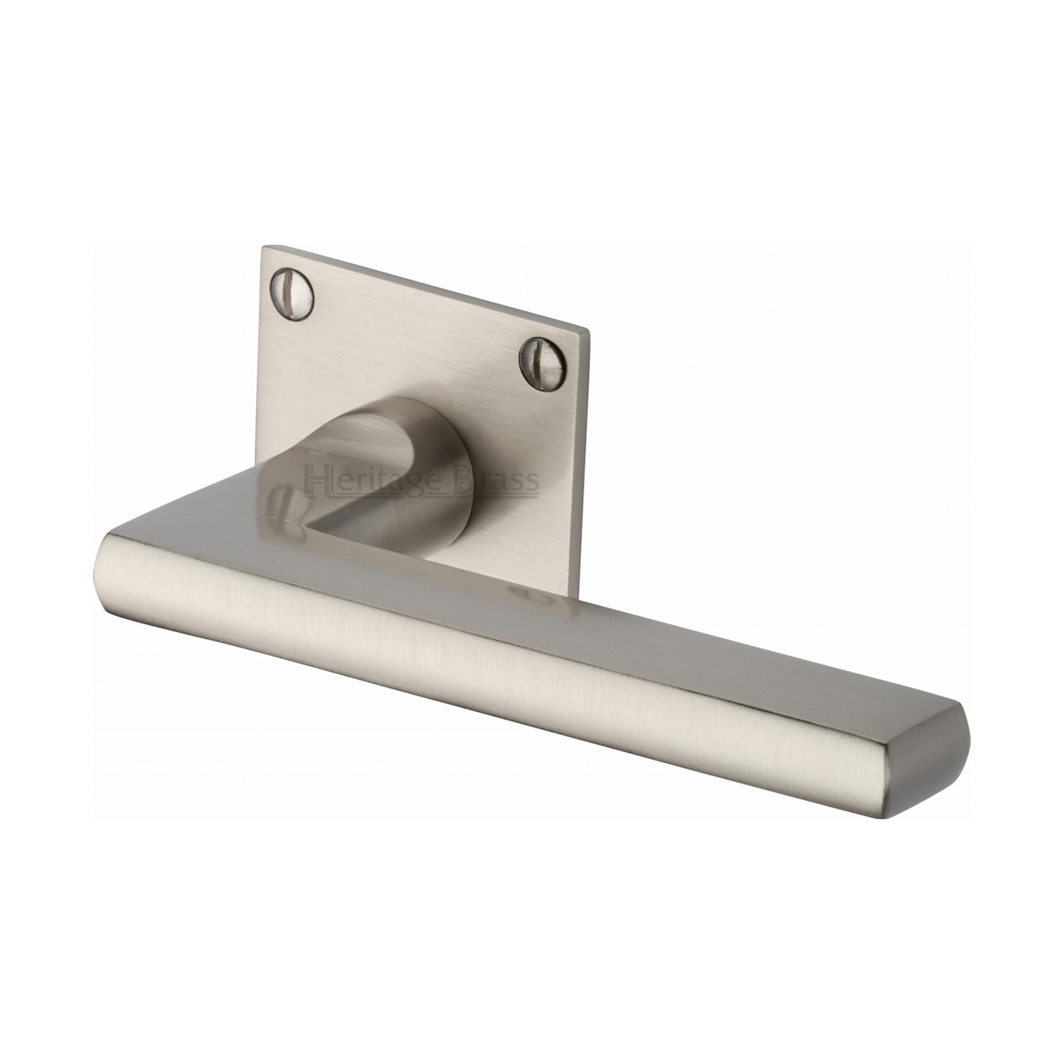Heritage Brass Door Handle Lever Latch on Square Rose Trident Design