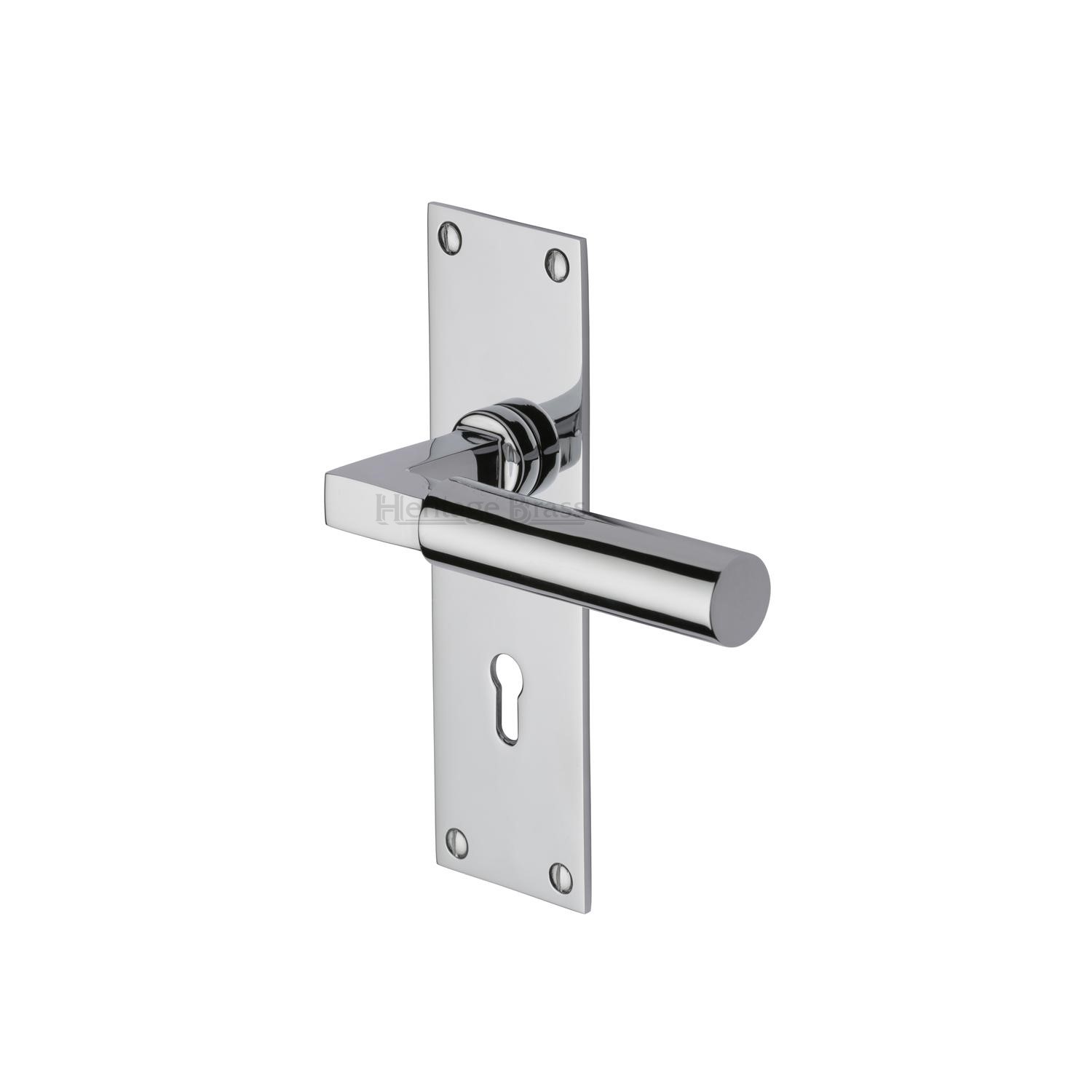 Heritage Brass Door Handle Lever Lock Bauhaus Design