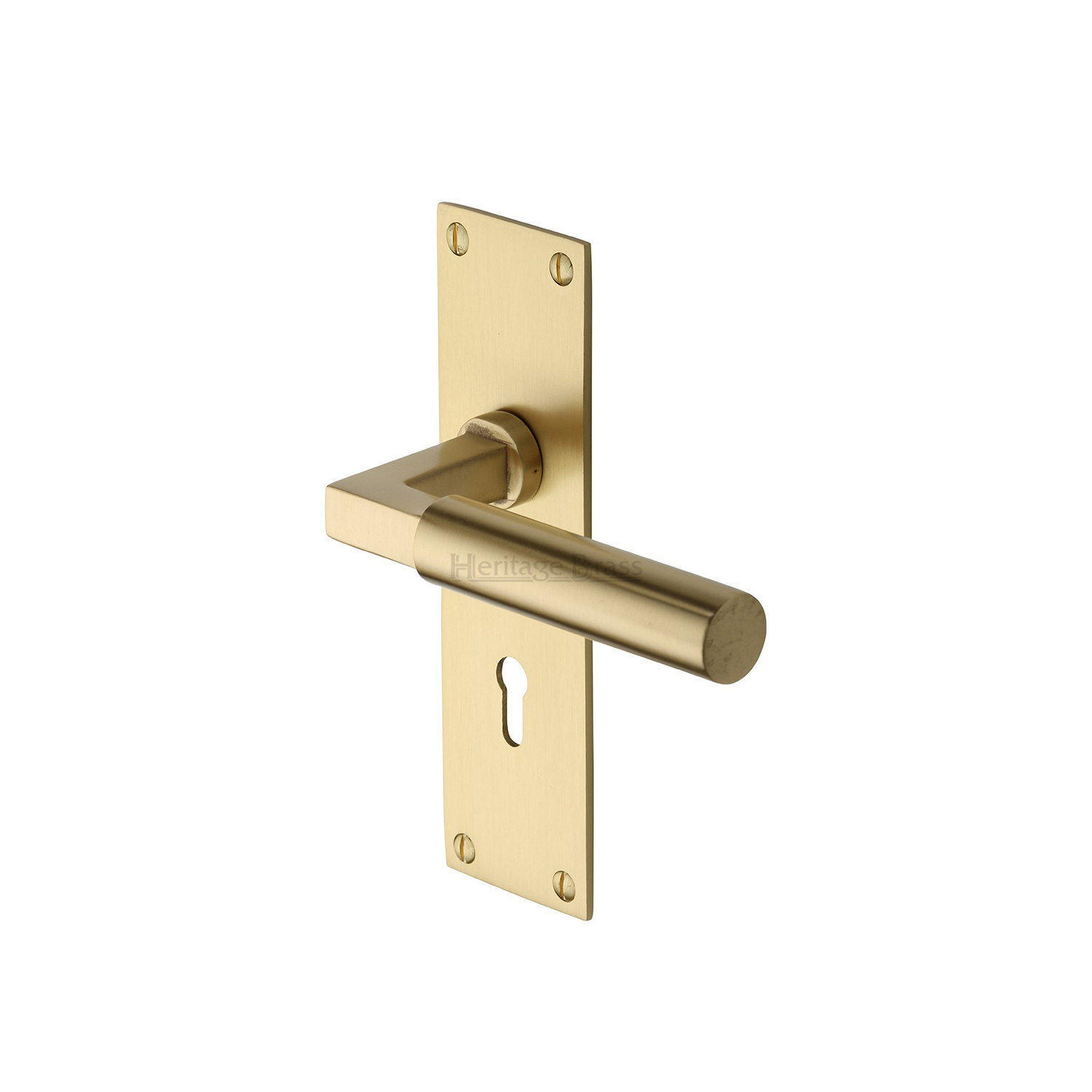 Heritage Brass Door Handle Lever Lock Bauhaus Design