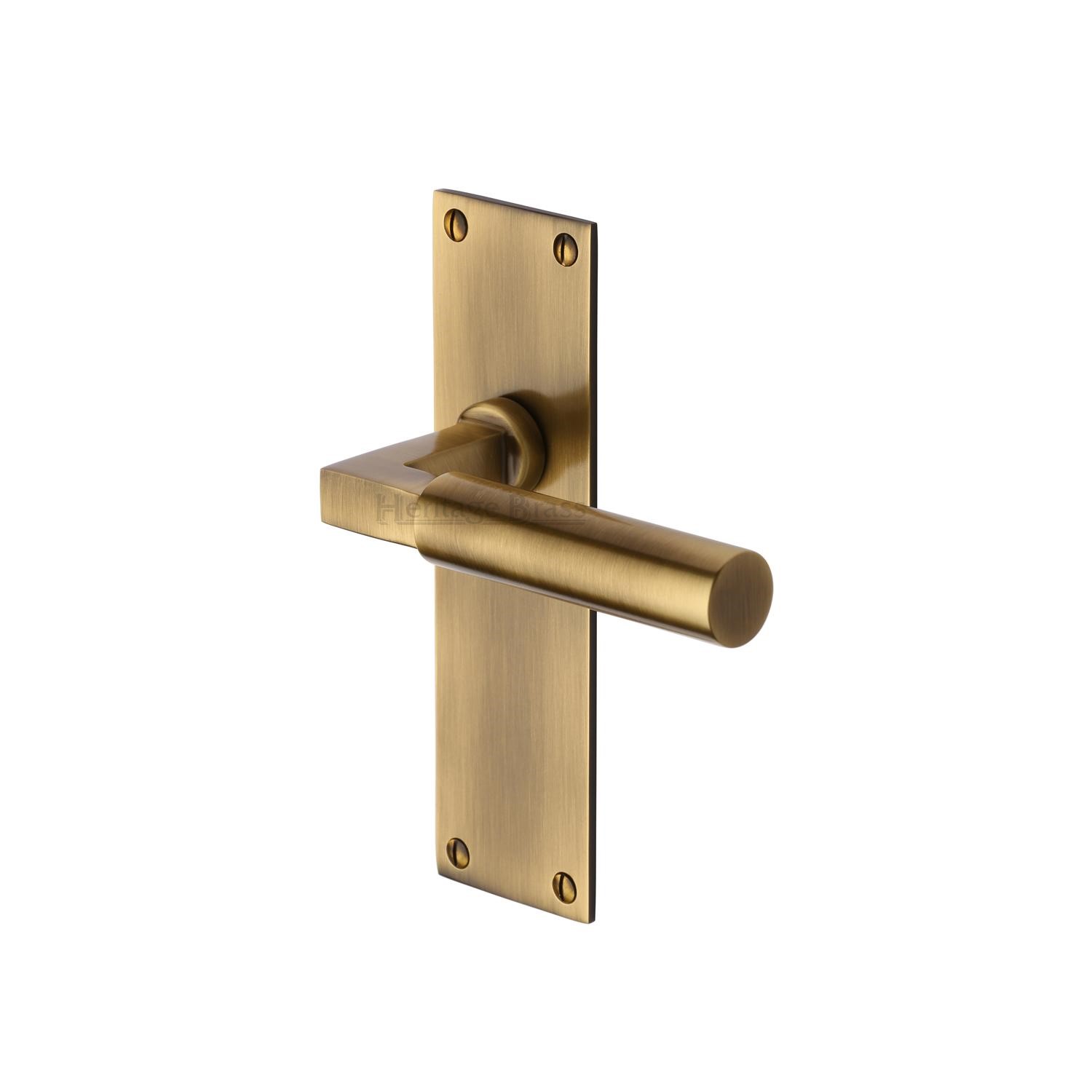 Heritage Brass Door Handle Lever Latch Bauhaus Design