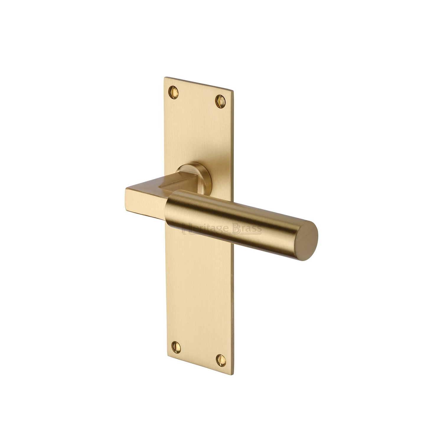 Heritage Brass Door Handle Lever Latch Bauhaus Design Satin Brass