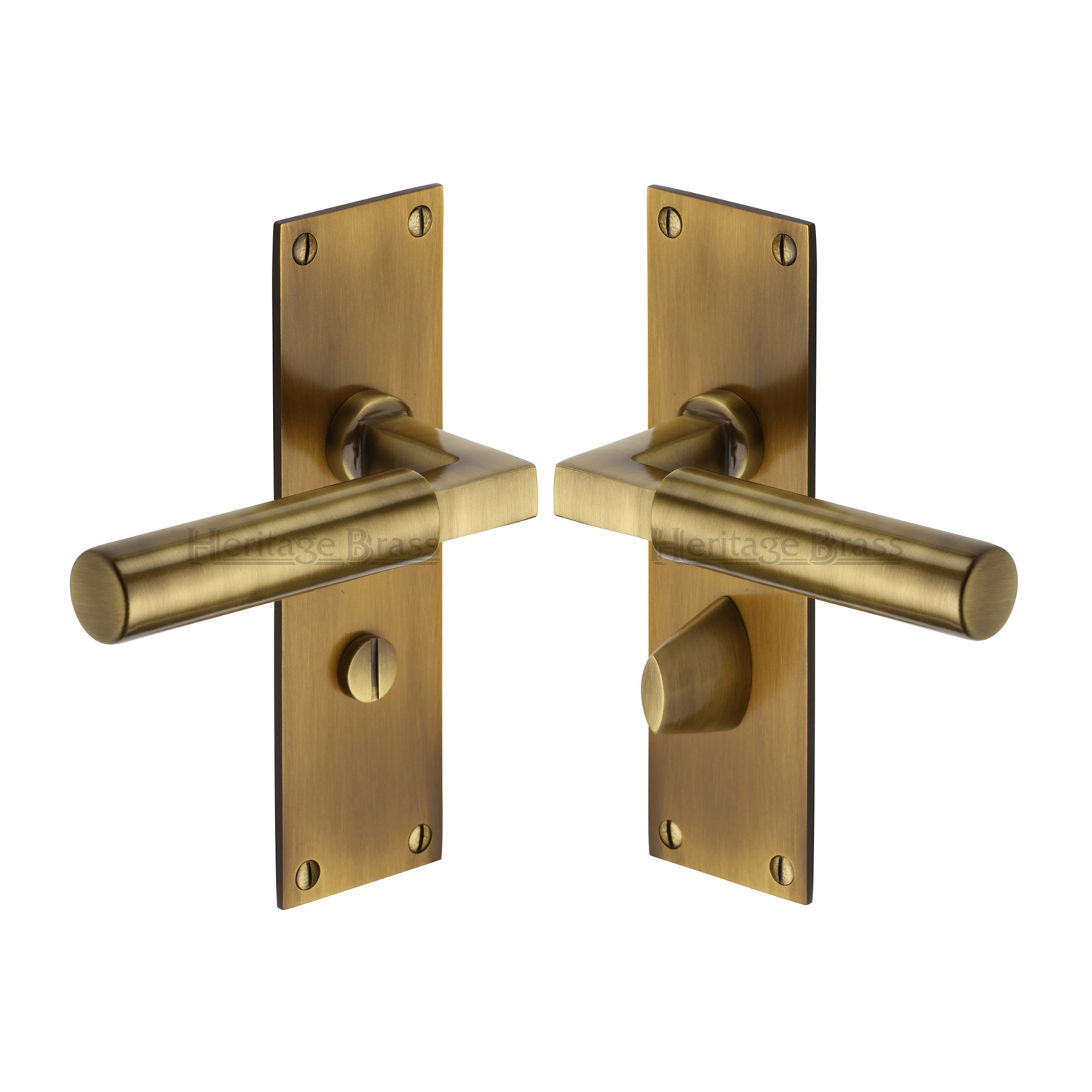 Heritage Brass Door Handle for Bathroom Bauhaus Design
