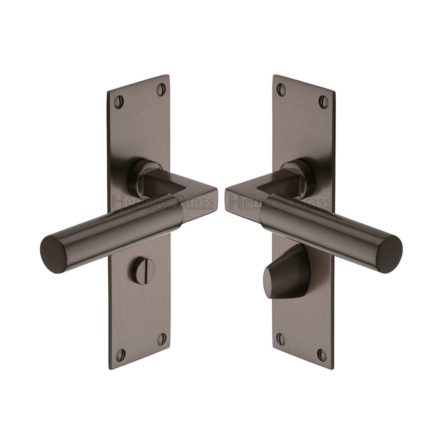 Heritage Brass Door Handle for Bathroom Bauhaus Design